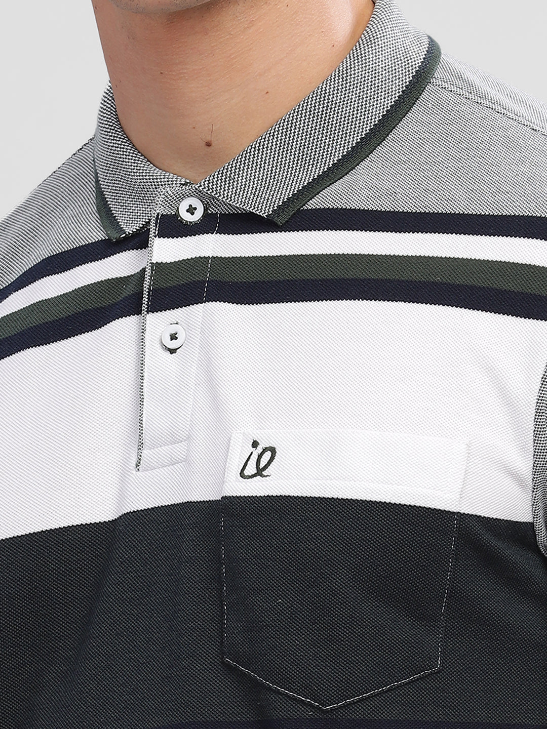 Inego Mens Striped Polo T-Shirt Half Sleeve Peach Stripes Polo Collar 52% Cotton 48% Polyester Regular Fit (Peach, Purple) Inego #color_Peach
