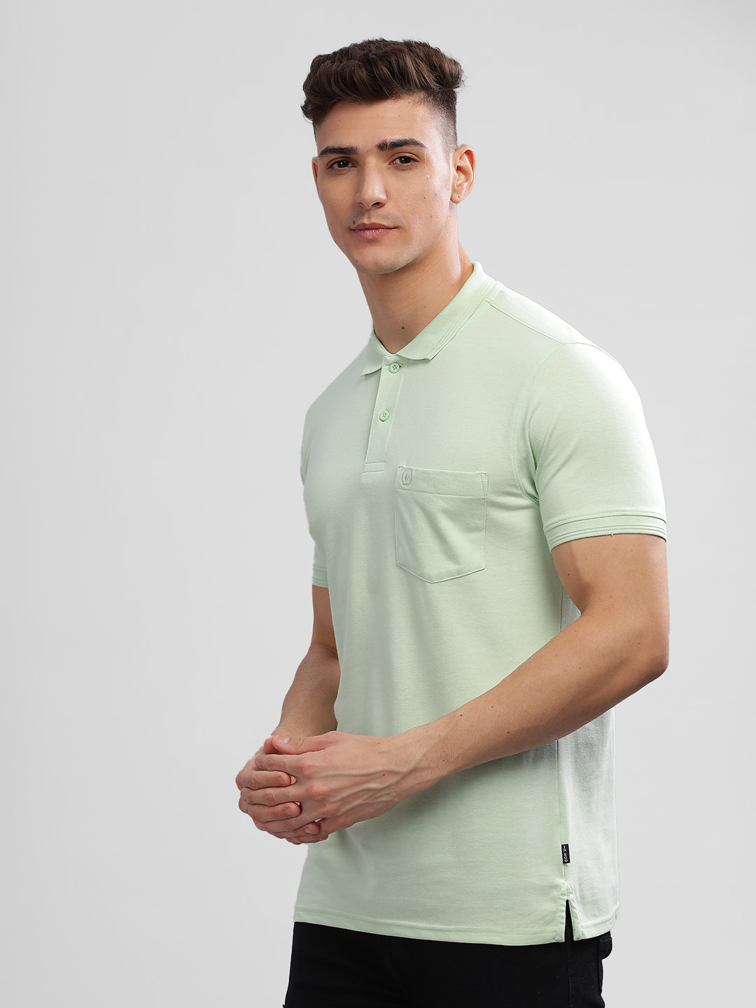 Inego Mens Solid Polo T-Shirt Half Sleeve Navy Solid Polo Collar 52% Cotton 48% Polyester Regular Fit (Navy, Green, Pink, Grey, Maroon) Inego #color_Green