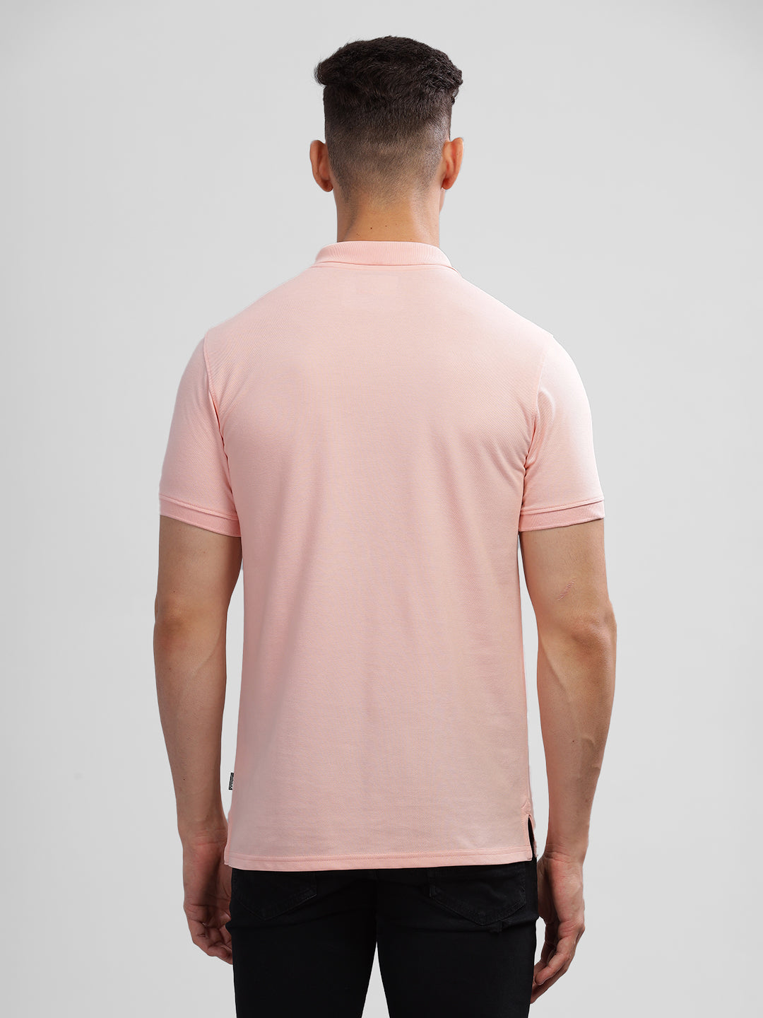 Inego Mens Solid Polo T-Shirt Half Sleeve Black Solid Polo Collar 52% Cotton 48% Polyester Regular Fit (Black, Blue, Pink, Mustard, Green) Inego #color_Pink