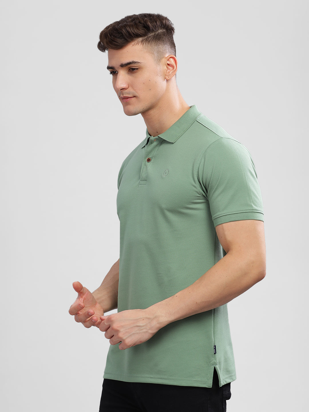 Inego Mens Solid Polo T-Shirt Half Sleeve Black Solid Polo Collar 52% Cotton 48% Polyester Regular Fit (Black, Blue, Pink, Mustard, Green) Inego #color_Green