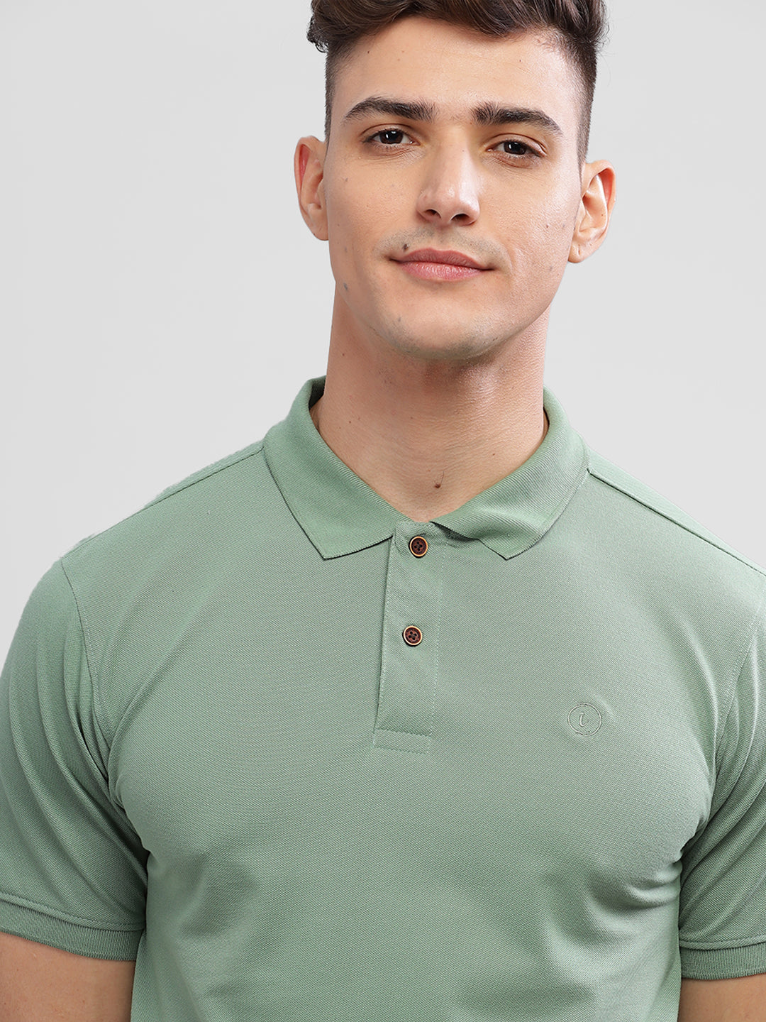 Inego Mens Solid Polo T-Shirt Half Sleeve Black Solid Polo Collar 52% Cotton 48% Polyester Regular Fit (Black, Blue, Pink, Mustard, Green) Inego #color_Green
