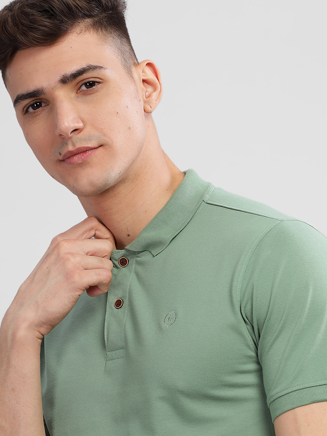 Inego Mens Solid Polo T-Shirt Half Sleeve Black Solid Polo Collar 52% Cotton 48% Polyester Regular Fit (Black, Blue, Pink, Mustard, Green) Inego #color_Green