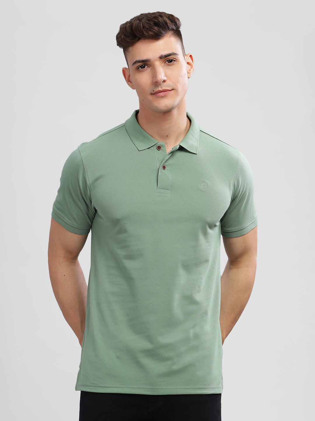 Inego Mens Solid Polo T-Shirt Half Sleeve Black Solid Polo Collar 52% Cotton 48% Polyester Regular Fit (Black, Blue, Pink, Mustard, Green) Inego #color_Green