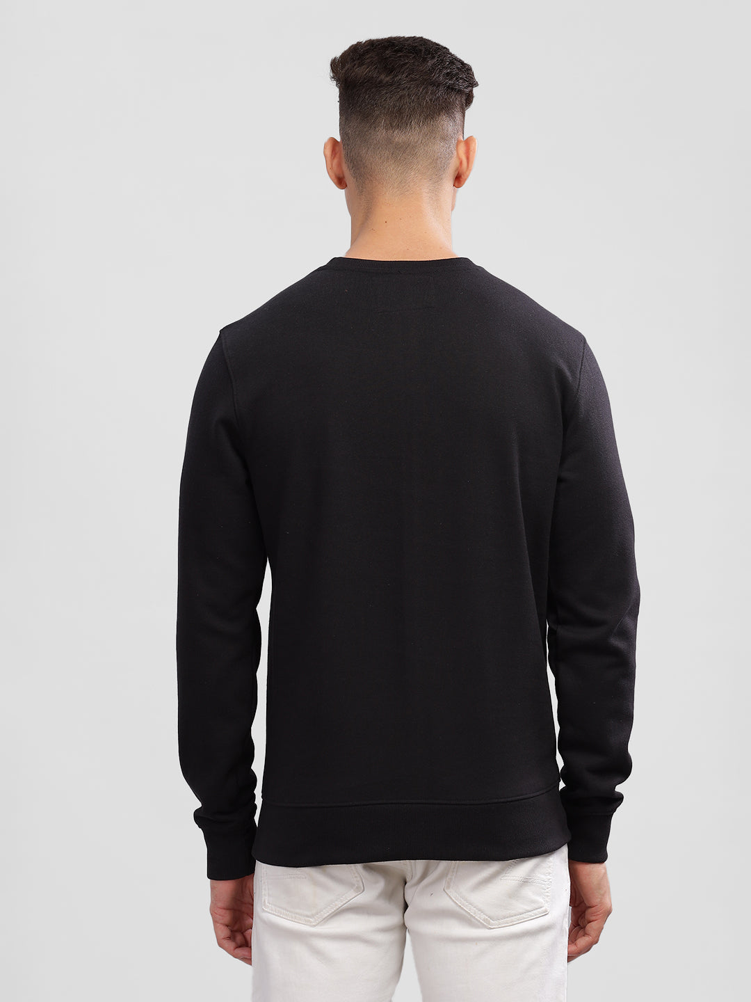 Inego Men Printed Sweatshirt Long Sleeve Graphic Print Round Neck 100% Polyester Regular Fit (Black Clay, Deep Navy) Inego #color_Black