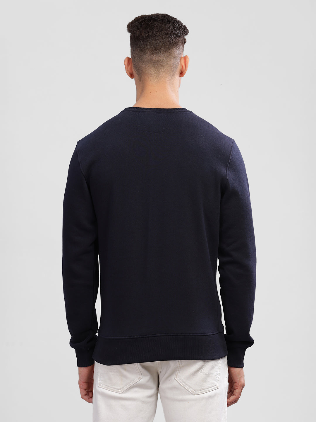 Inego Men Printed Sweatshirt Long Sleeve Graphic Print Round Neck 100% Polyester Regular Fit (Black Clay, Deep Navy) Inego #color_Navy