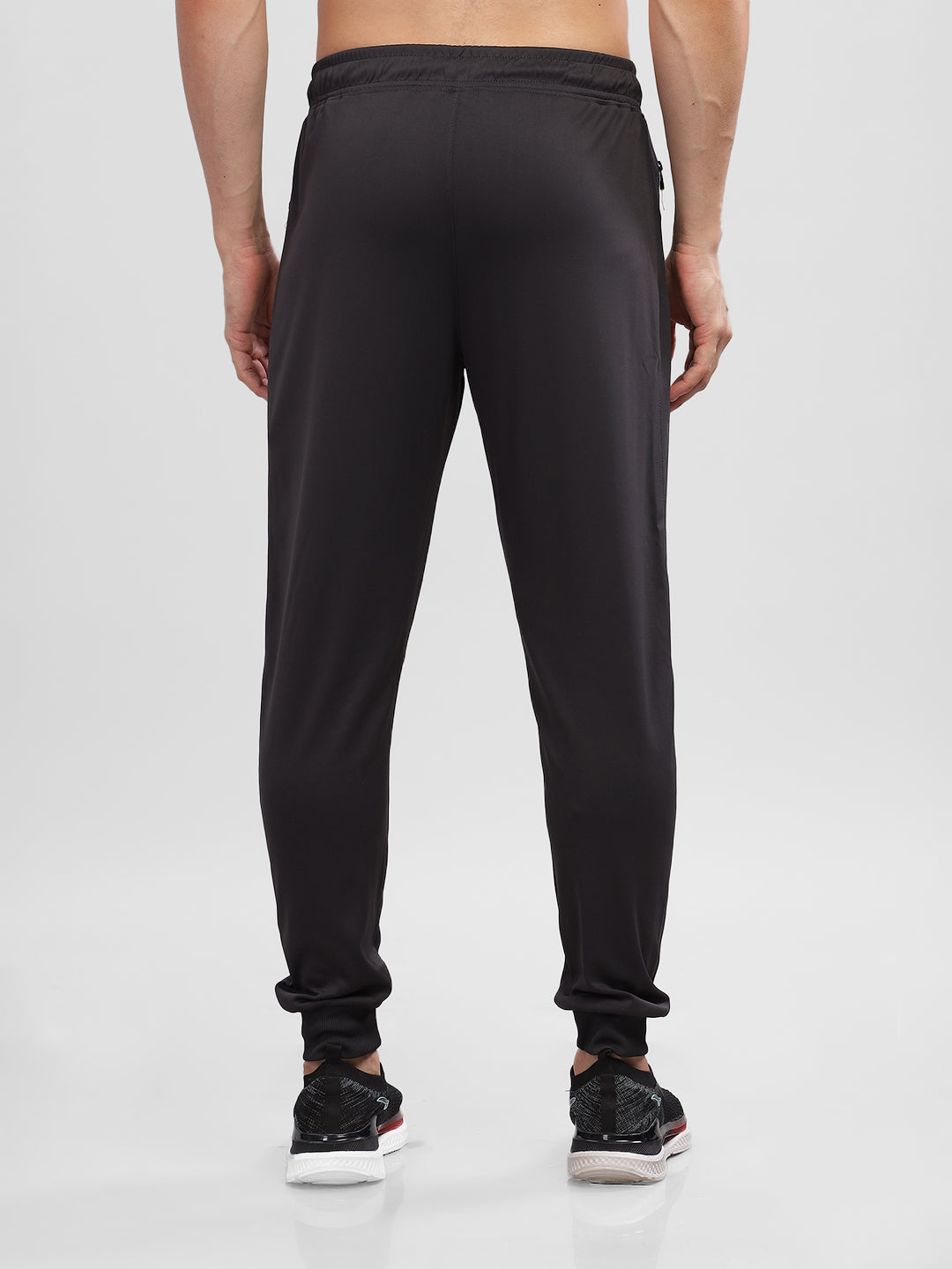 INEGO Men Casual Stretch Joggers Luxury Polyester Interlock Fabric HD Print at the Side Contrast Zipper Pocket Regular Fit Dark Grey Solid Size M (Dark Grey, Grey Melange, Maroon, Navy, Black) Inego #color_Charcoal