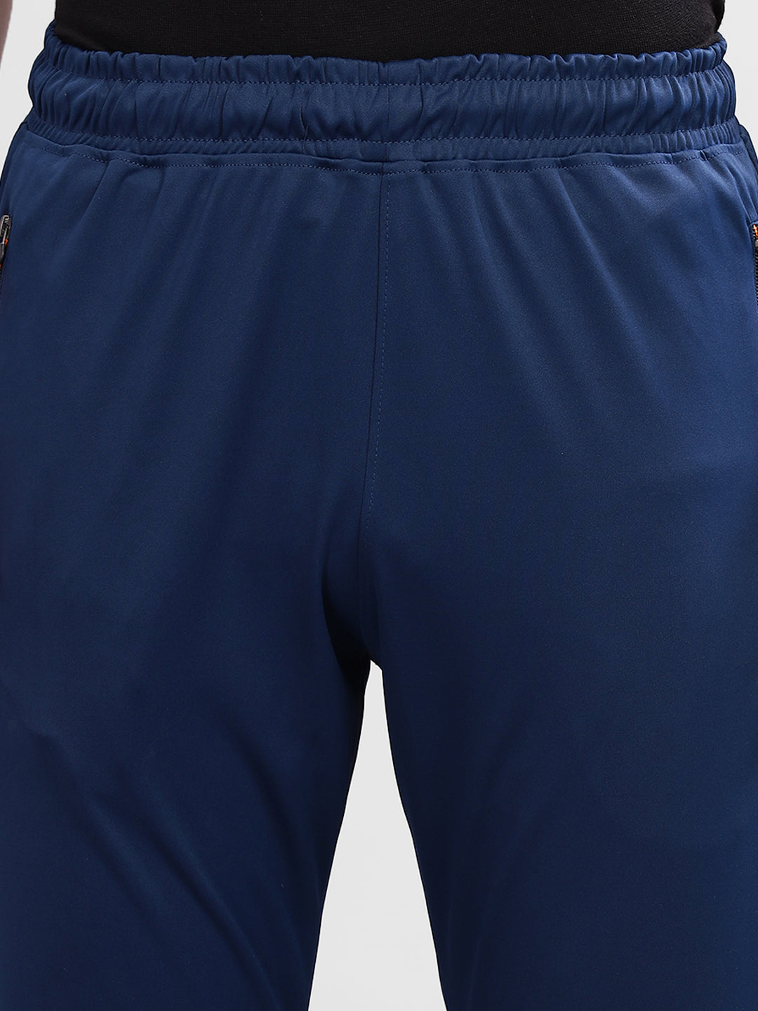 INEGO Men Casual Stretch Joggers Luxury Polyester Interlock Fabric HD Print at the Side Contrast Zipper Pocket Regular Fit Dark Grey Solid Size M (Dark Grey, Grey Melange, Maroon, Navy, Black) Inego #color_Navy