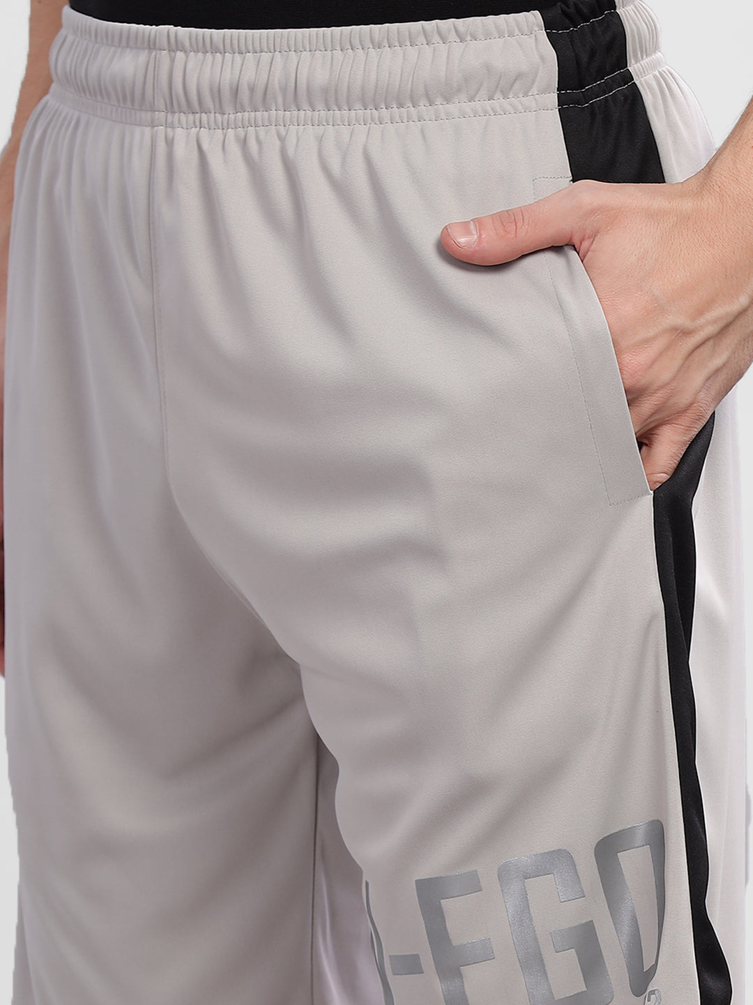 INEGO Men Casual Stretch Shorts Luxury Polyester Interlock Fabric HD Reflective Print Regular Fit Dark Grey Typographic Print Size M (Dark Grey, Grey Melange, Maroon, Navy, Black) Inego #color_Grey Melange