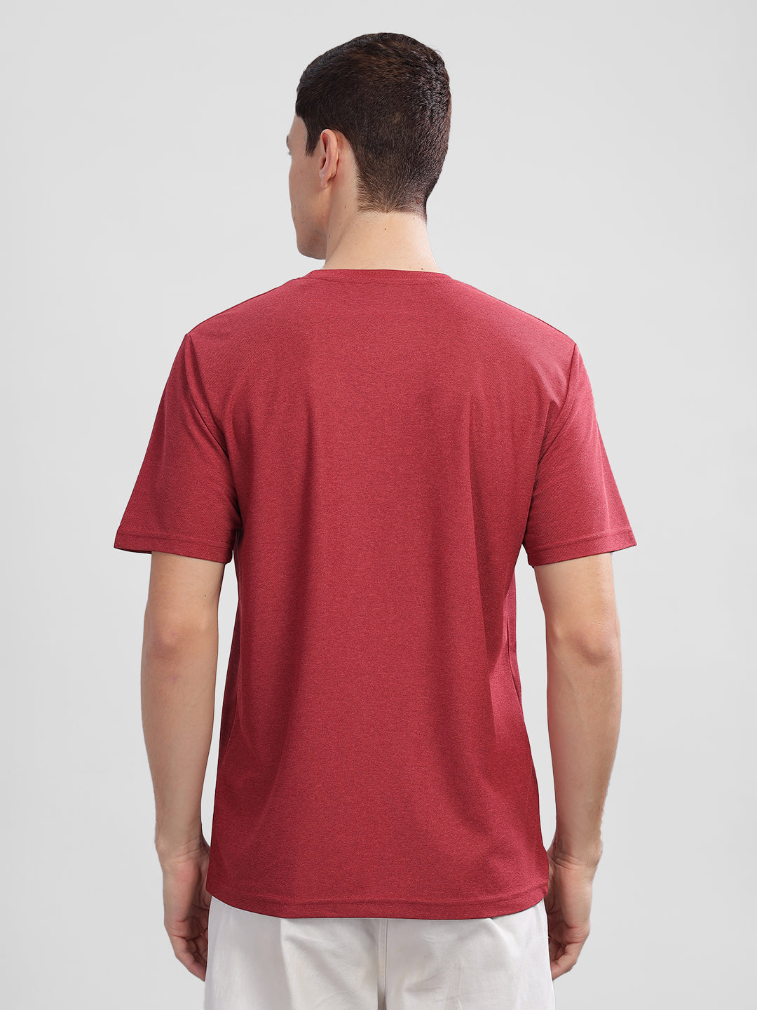 Inego Men Printed Melange T Shirt Half Sleeve Graphic Print Round Neck 100% Melange Polyester Regular Fit (Beet Red, Lint, Orion Blue, Peach Wood, Toast Almond) Inego #color_Maroon