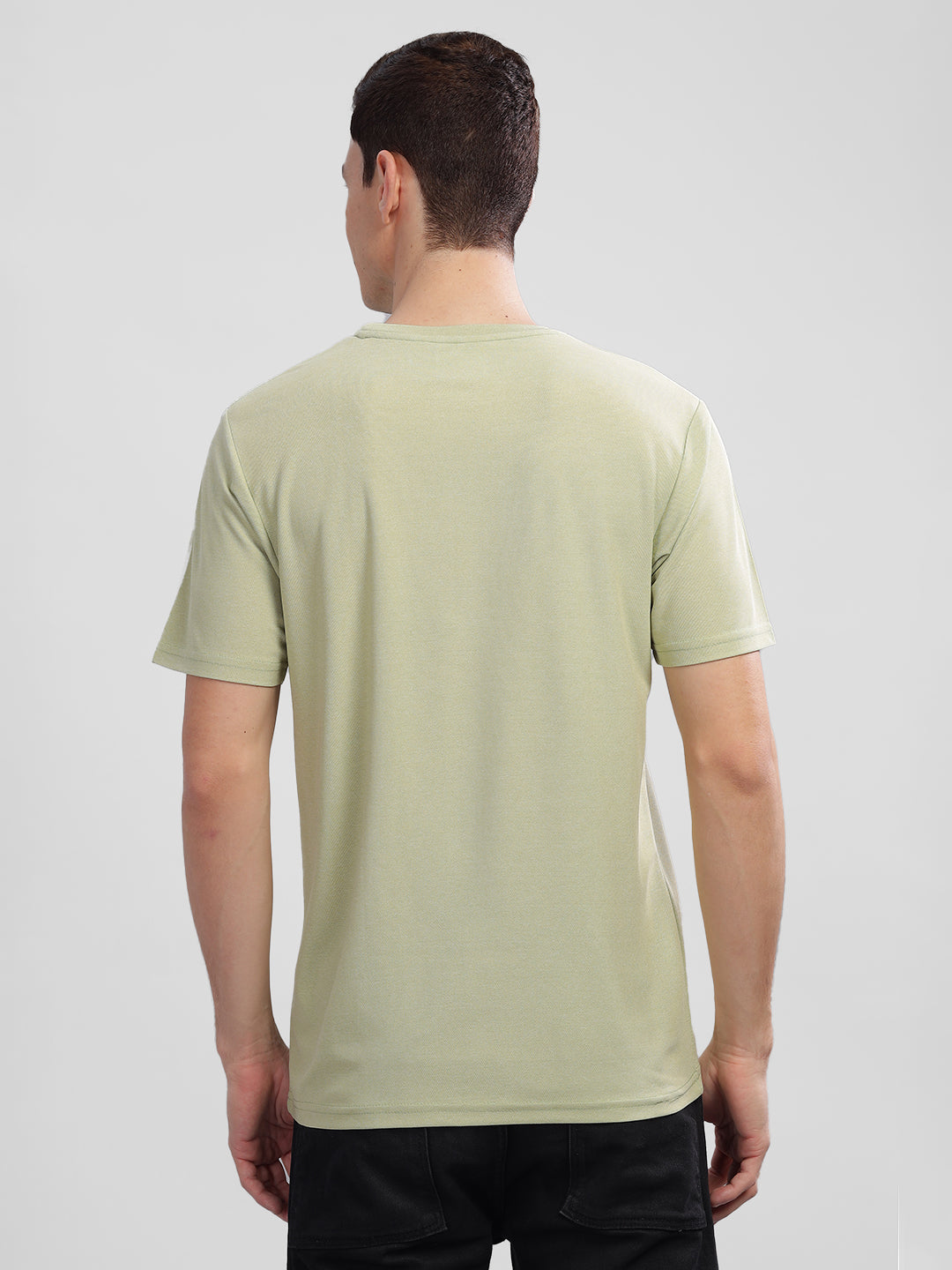 Inego Men Printed Melange T Shirt Half Sleeve Graphic Print Round Neck 100% Melange Polyester Regular Fit (Beet Red, Lint, Orion Blue, Peach Wood, Toast Almond) Inego #color_Green