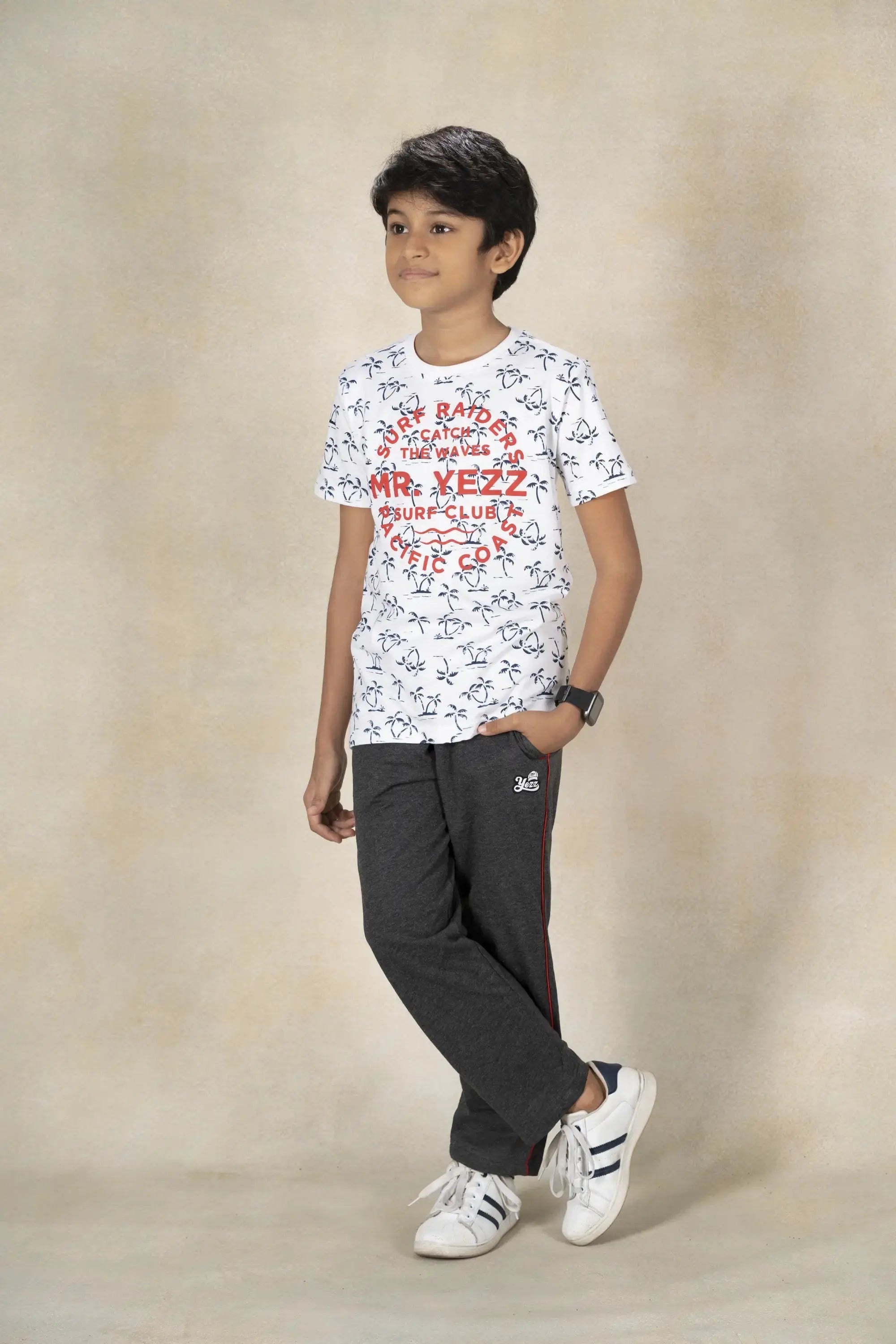 Boys Round Neck Printed T-Shirt MR YEZZ #color_White