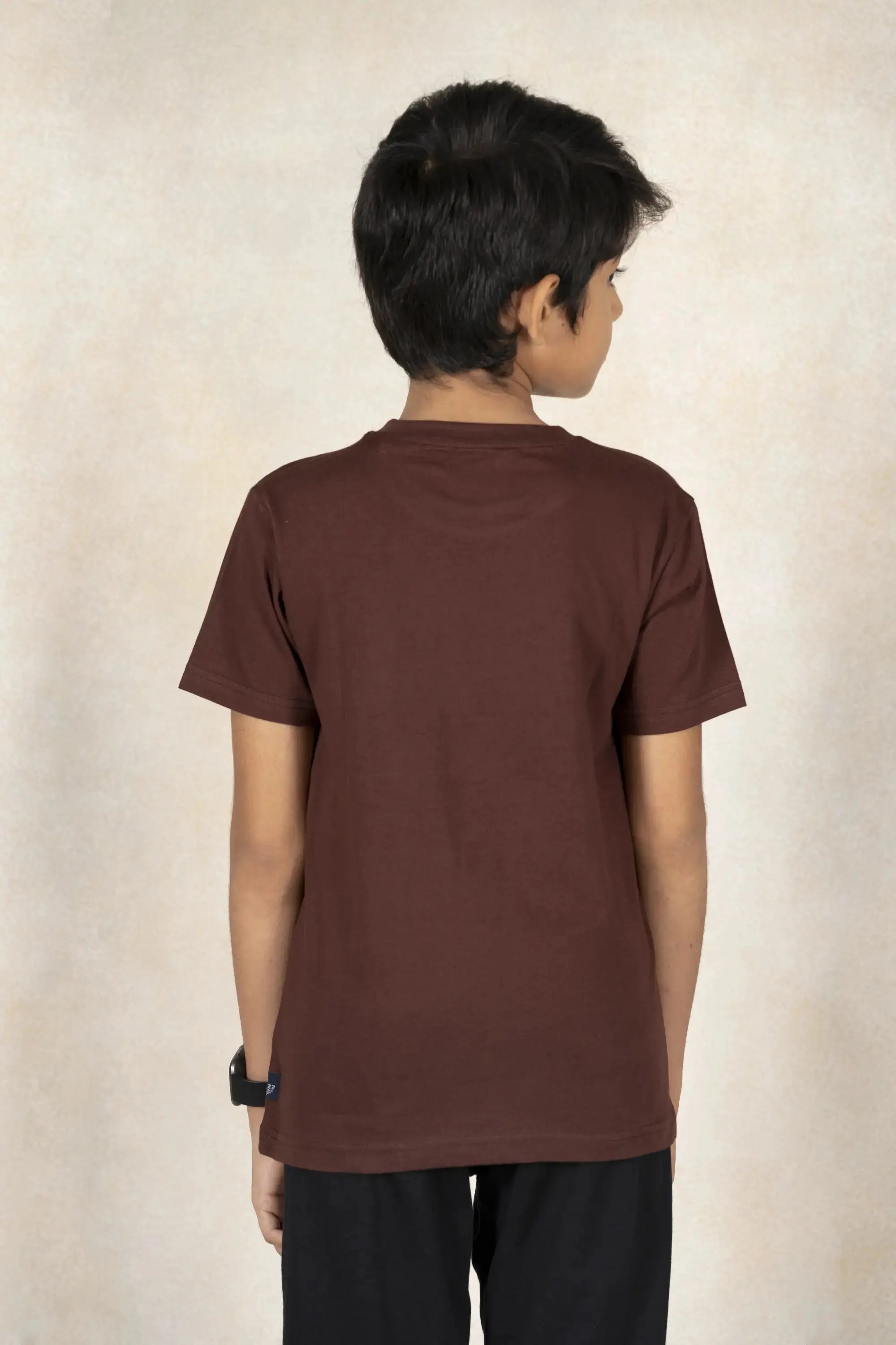 Boys Round Neck T-Shirt MR YEZZ #color_Cacao