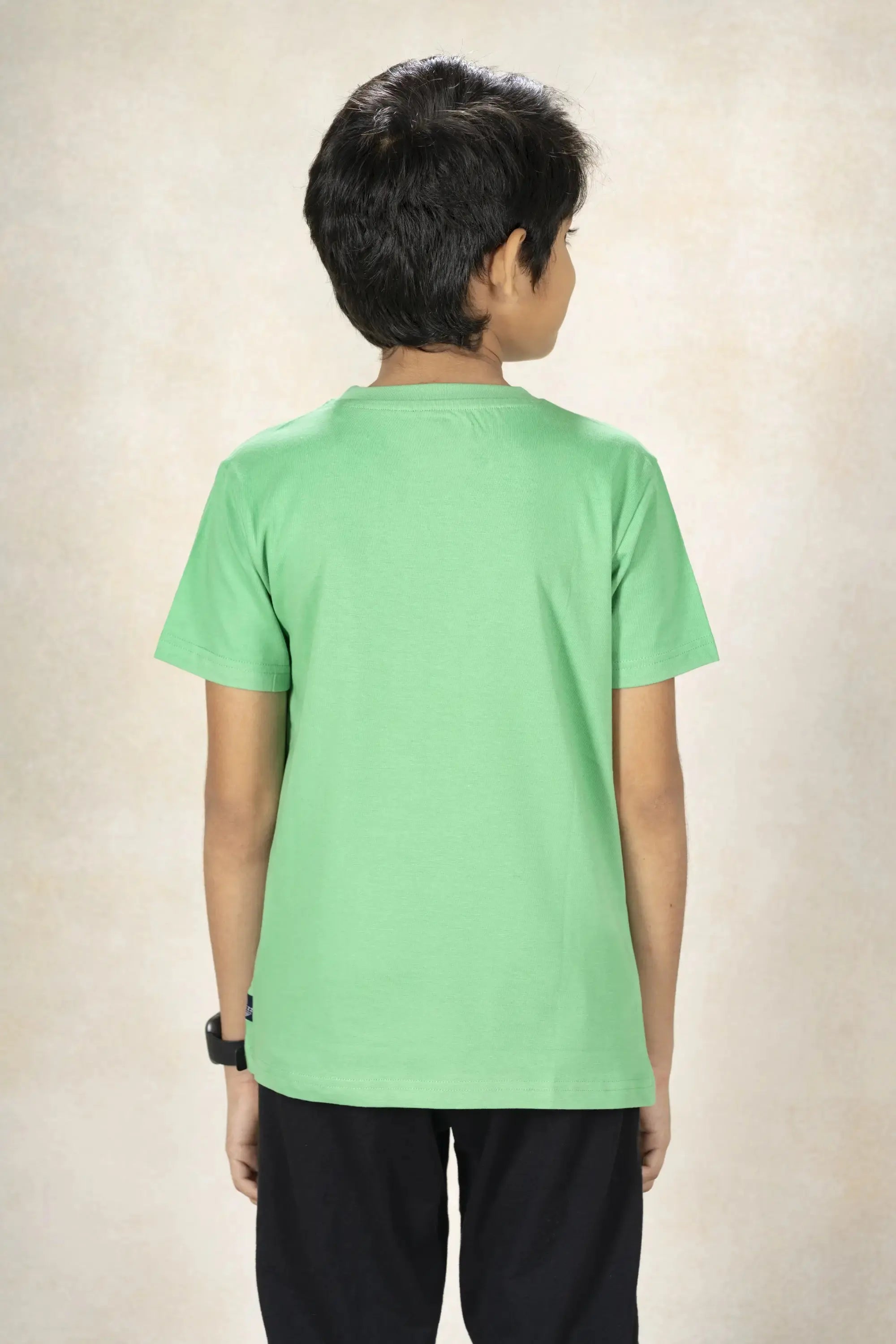 Boys Round Neck T-Shirt MR YEZZ #color_Green Ivy