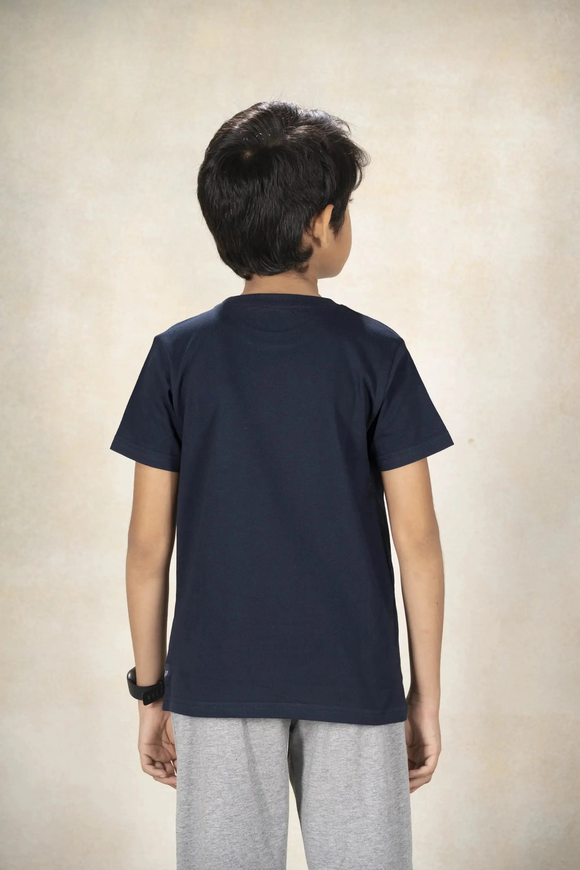 Boys Round Neck T-Shirt MR YEZZ #color_Midnight Navy