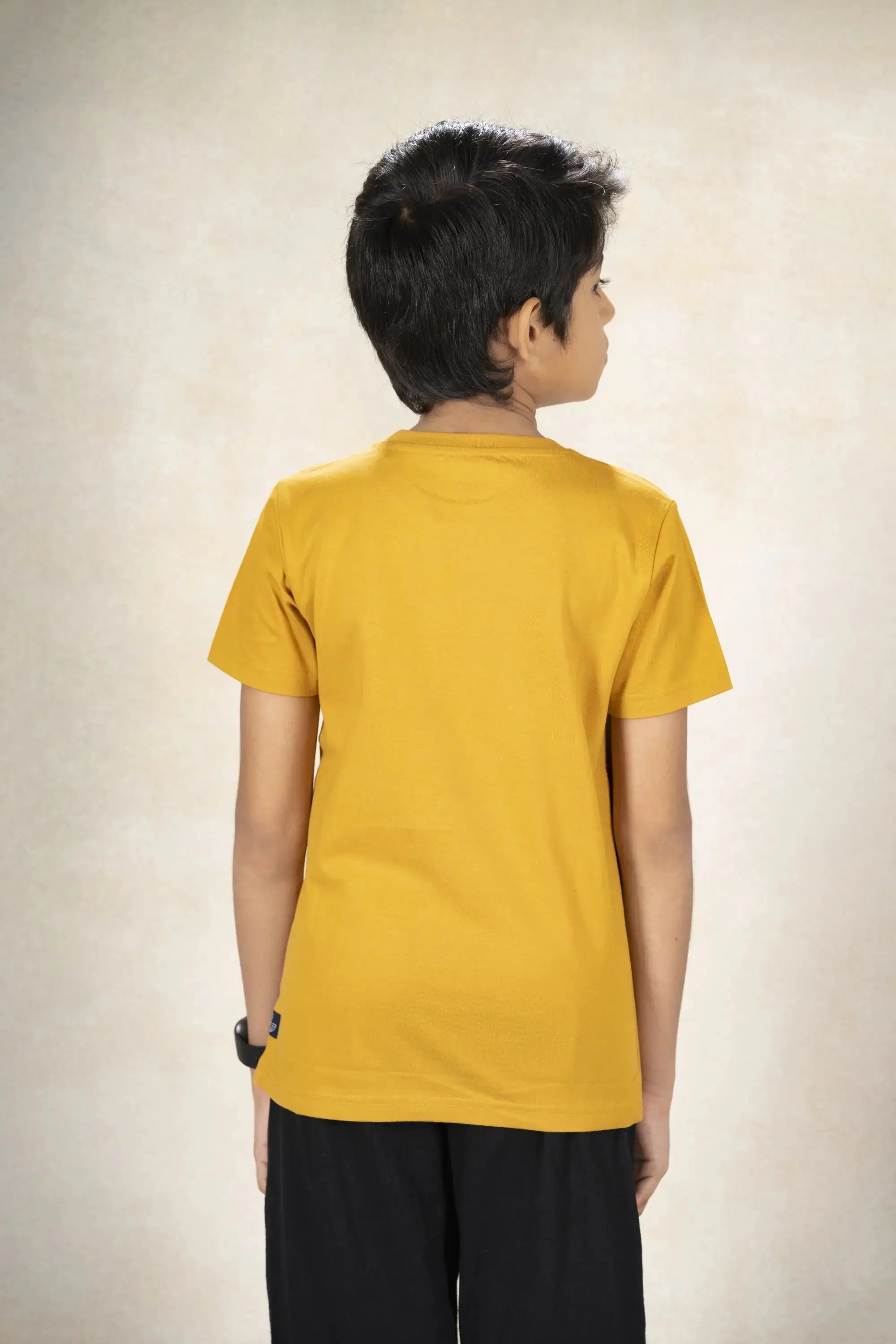 Boys Round Neck T-Shirt MR YEZZ #color_Mineral Yellow