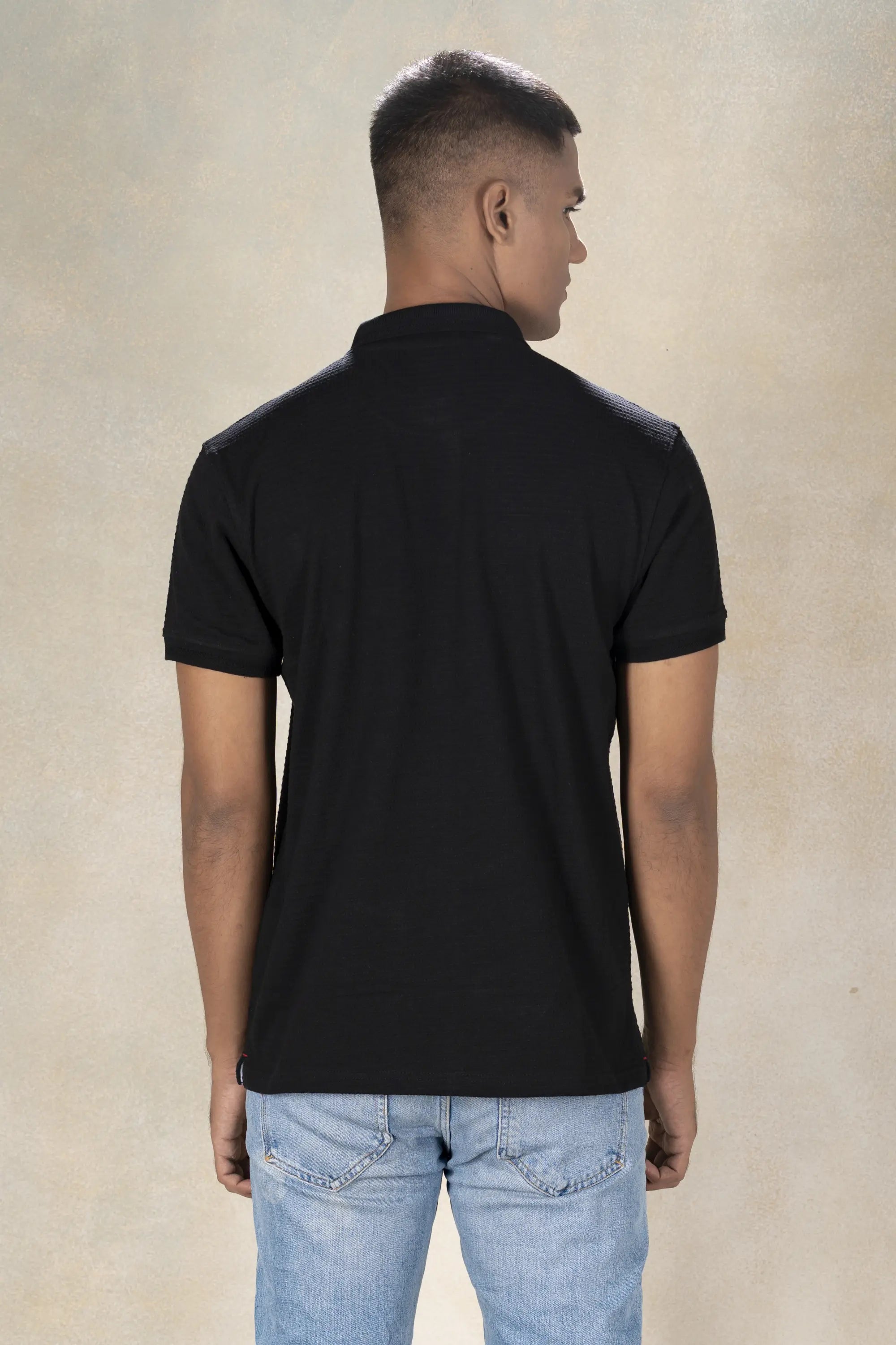 Mens Polo Jacquard T-Shirt Inego #color_Black