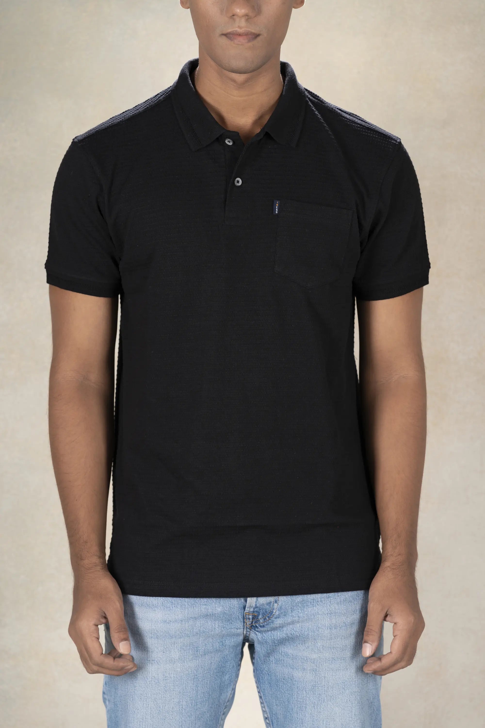 Mens Polo Jacquard T-Shirt Inego #color_Black