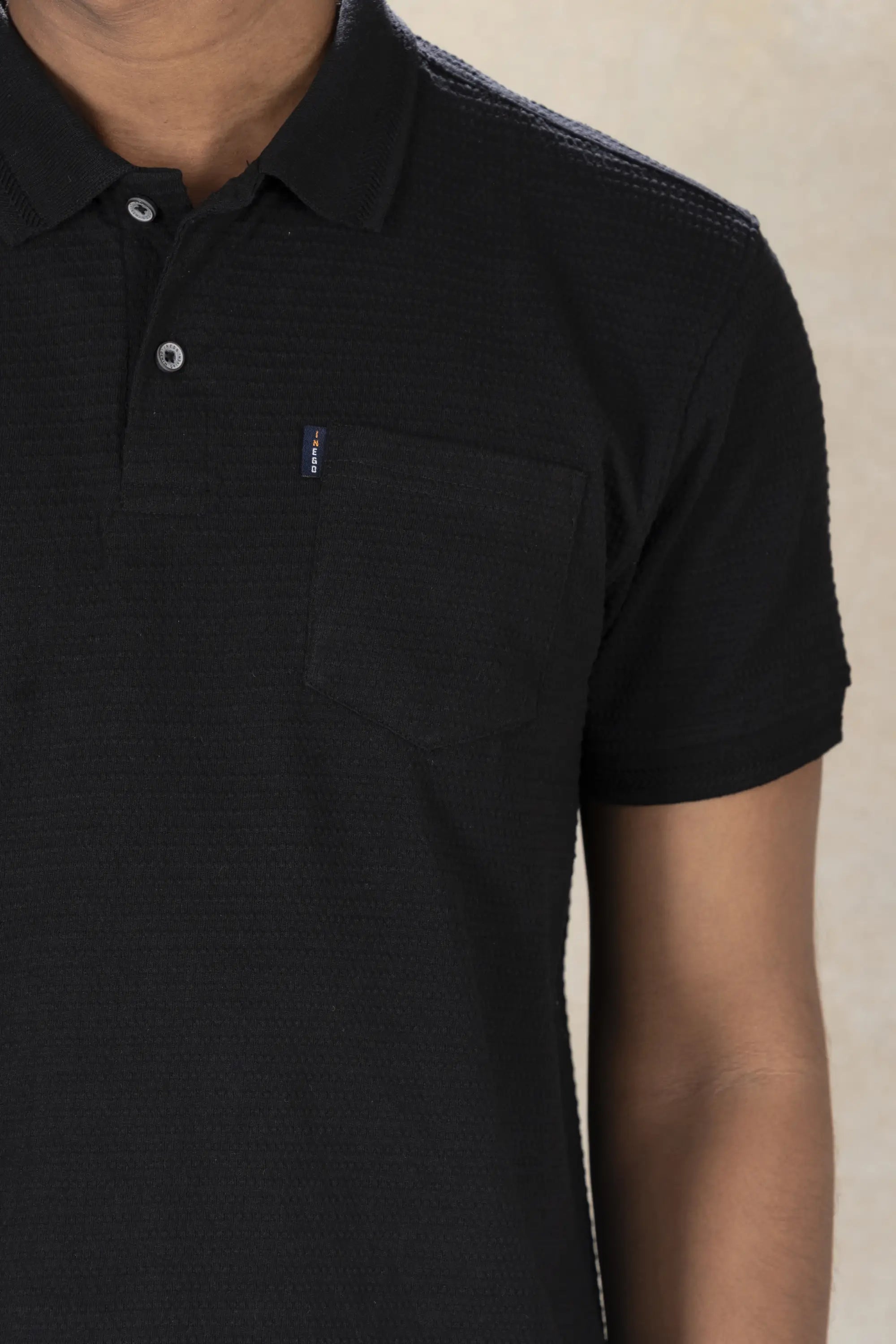 Mens Polo Jacquard T-Shirt Inego #color_Black