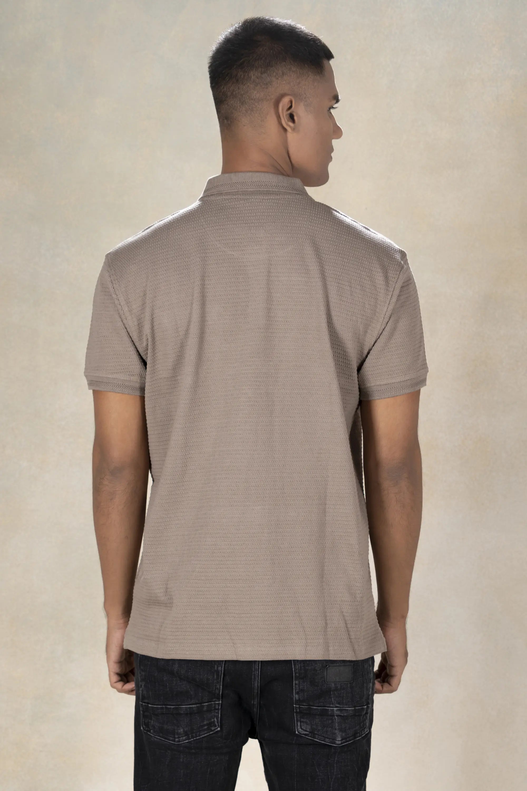 Mens Polo Jacquard T-Shirt Inego #color_Concrete brown