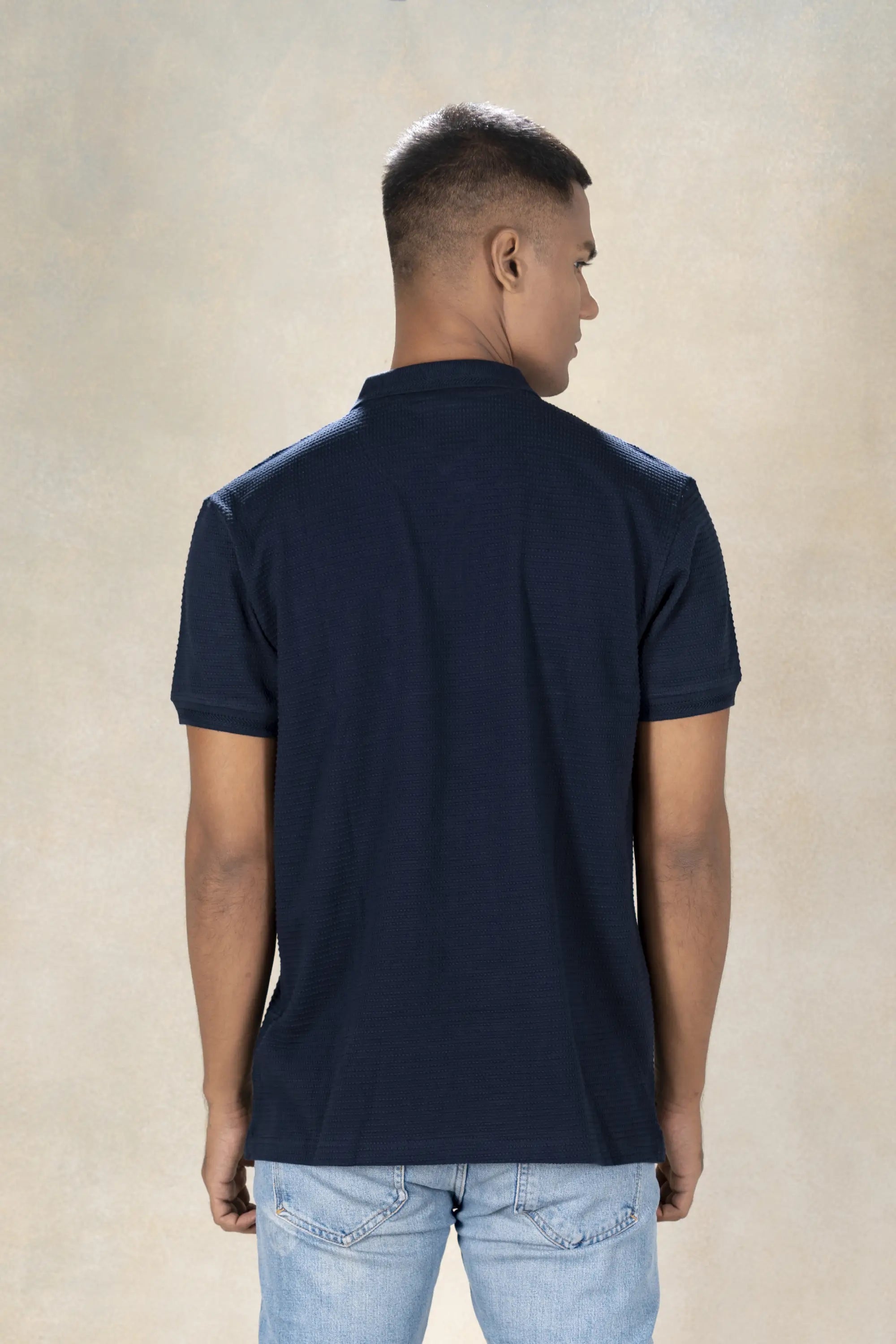 Mens Polo Jacquard T-Shirt Inego #color_Midnight Navy
