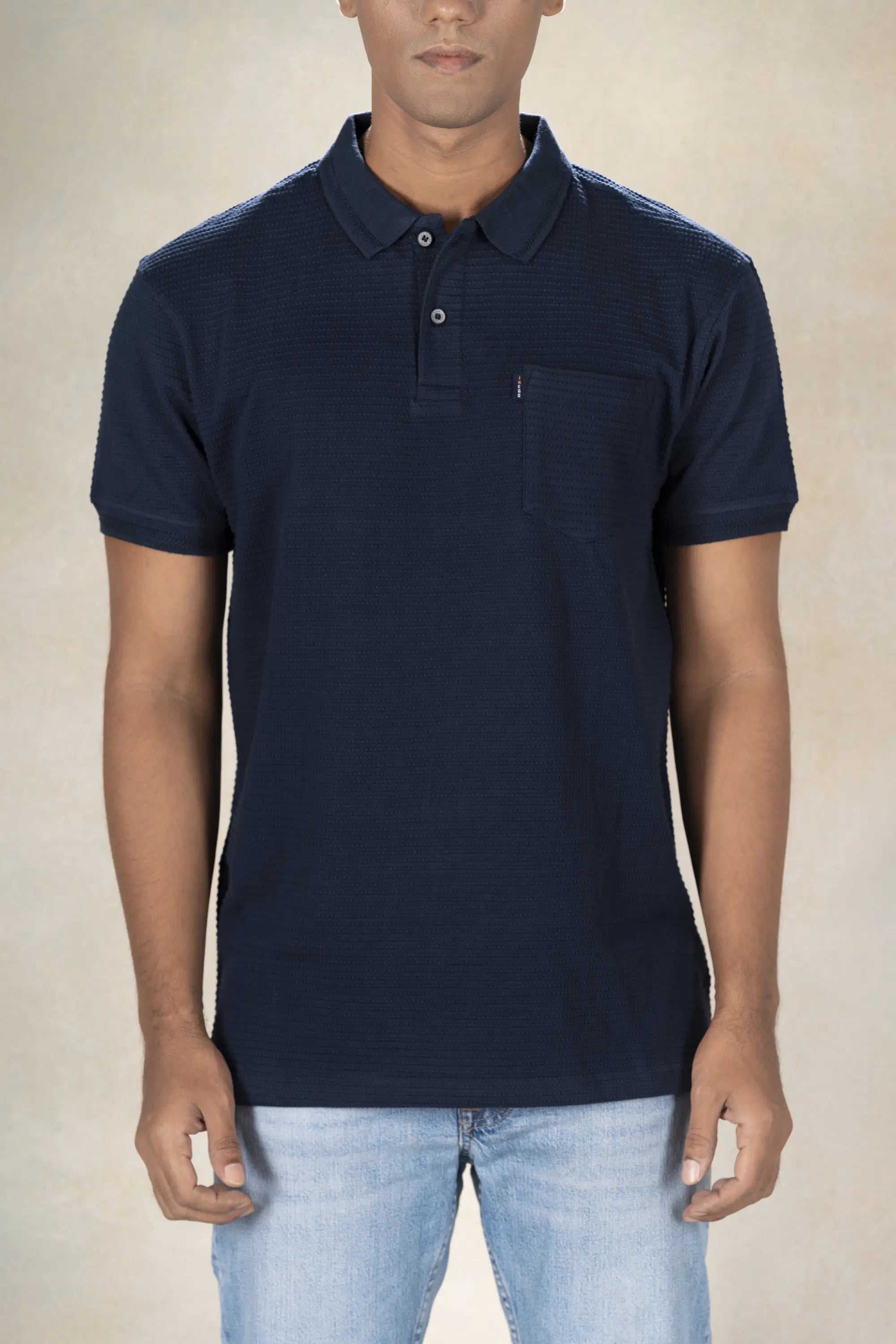 Mens Polo Jacquard T-Shirt Inego #color_Midnight Navy