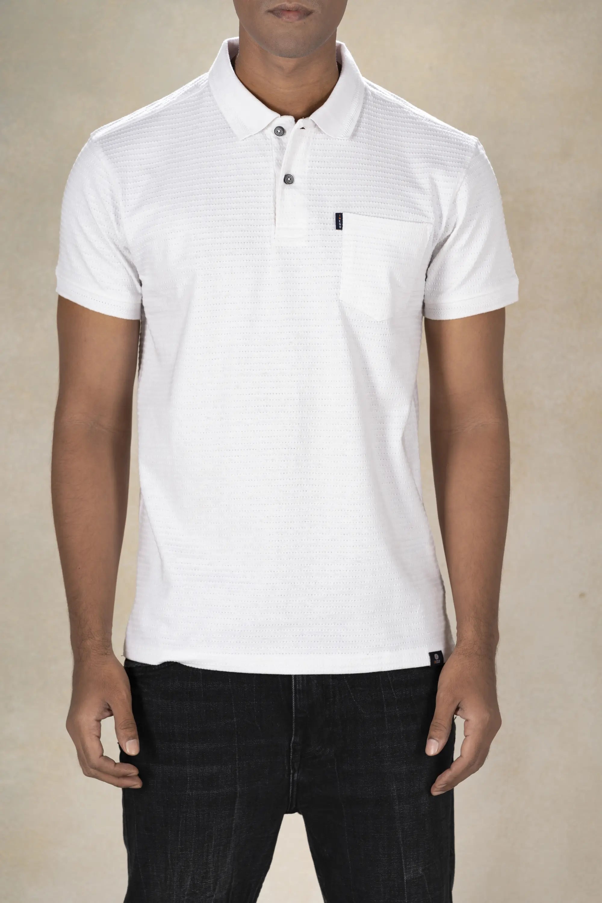 Mens Polo Jacquard T-Shirt Inego #color_White