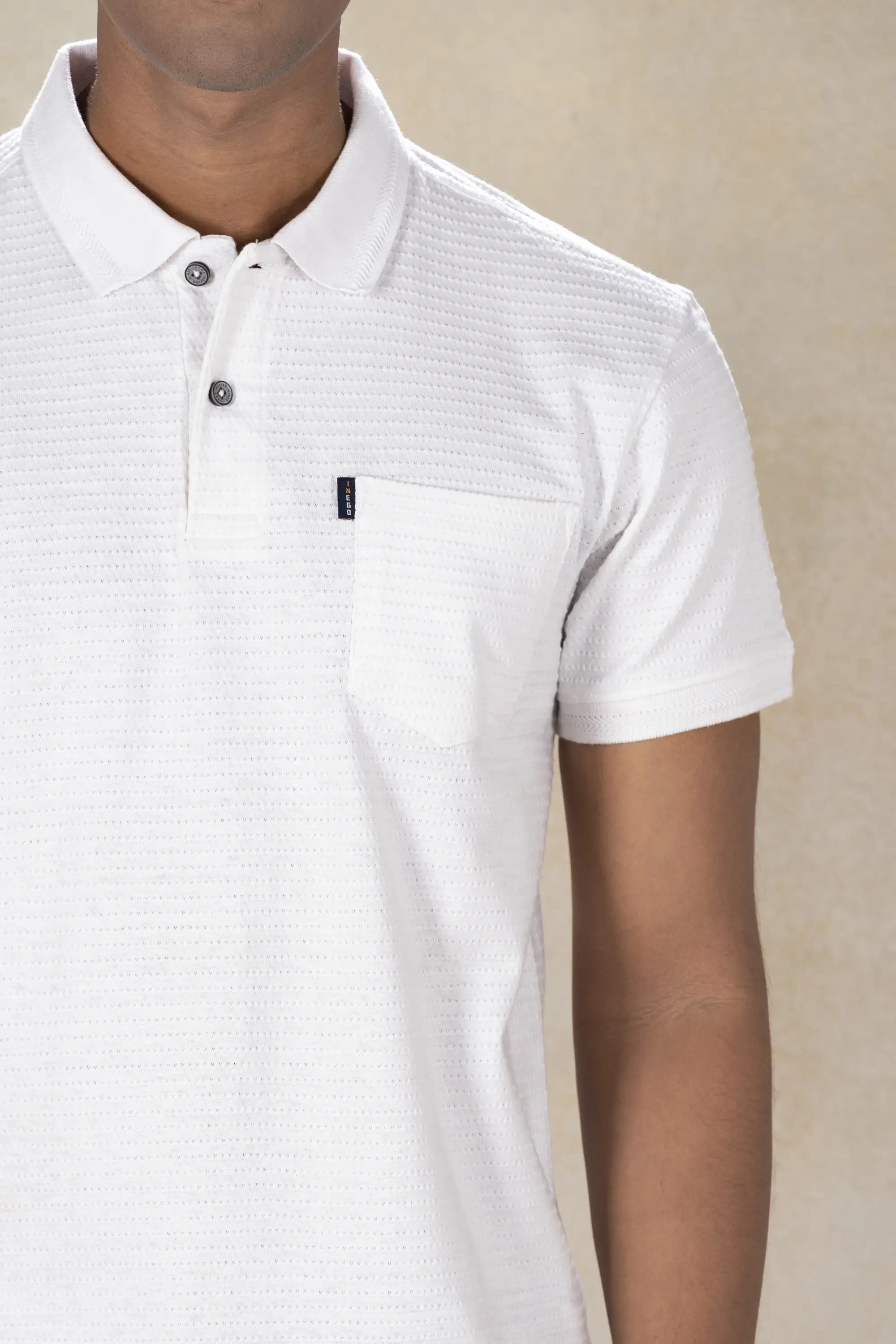 Mens Polo Jacquard T-Shirt Inego #color_White