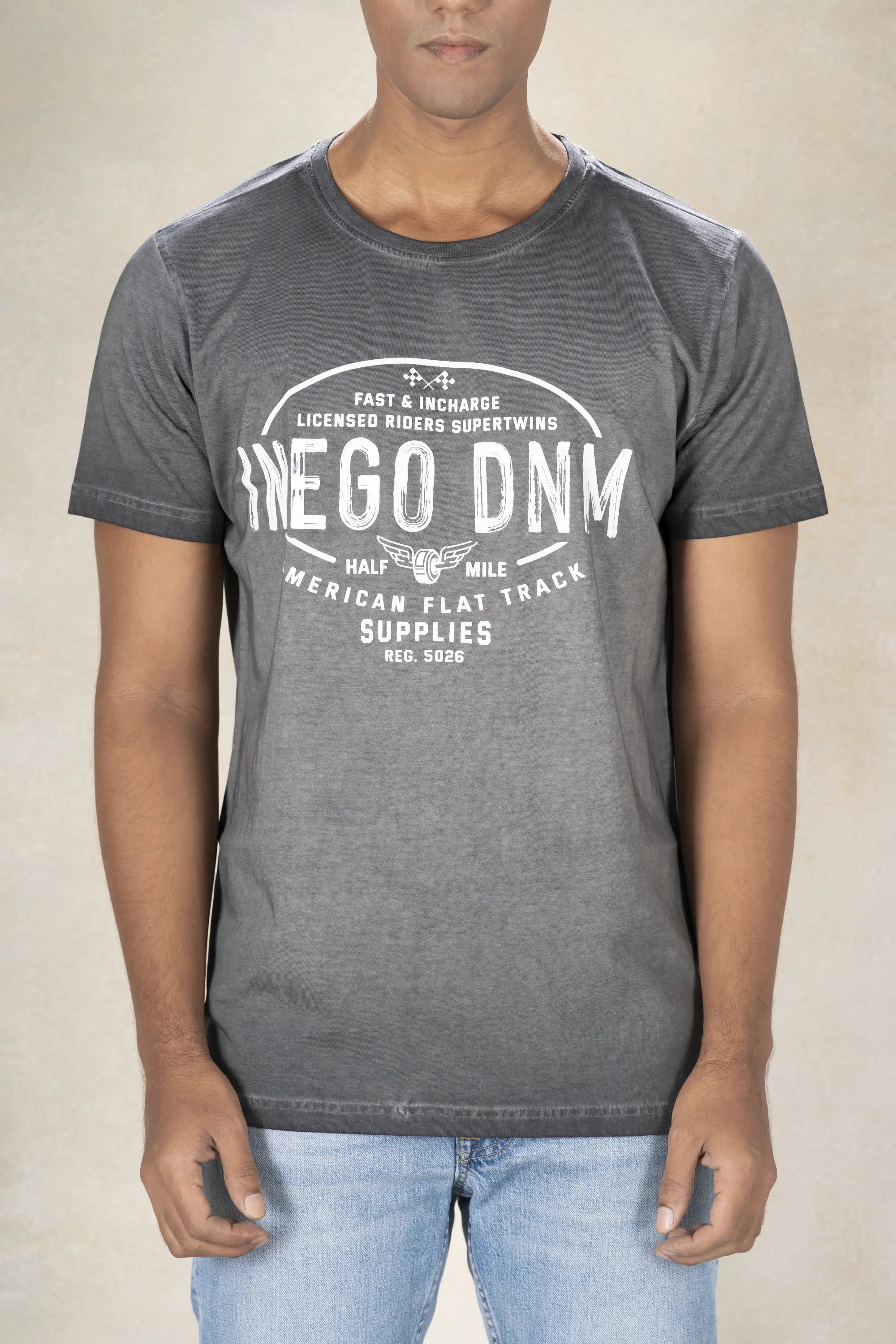 Mens Round Neck Cool Pigment Dyed T-Shirt Inego #color_Black Sand