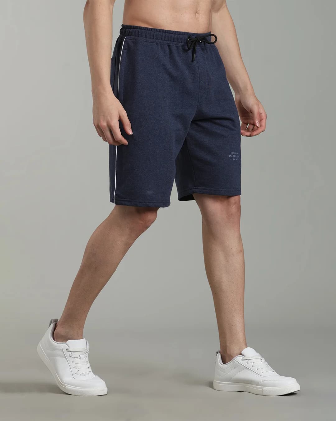 Men’s Fine Loopknit Comfort Shorts with HD Thigh Print – Airforce Blue & Anthra Melange