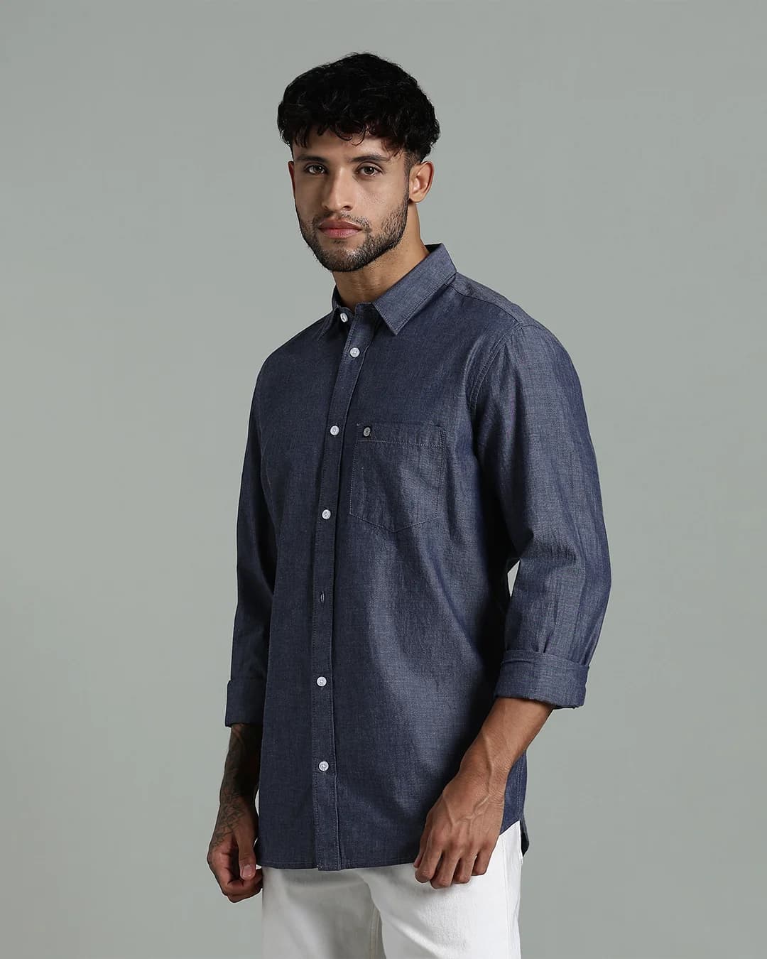 Men’s Premium Cotton Slub Long Sleeve Shirt – Regular Fit