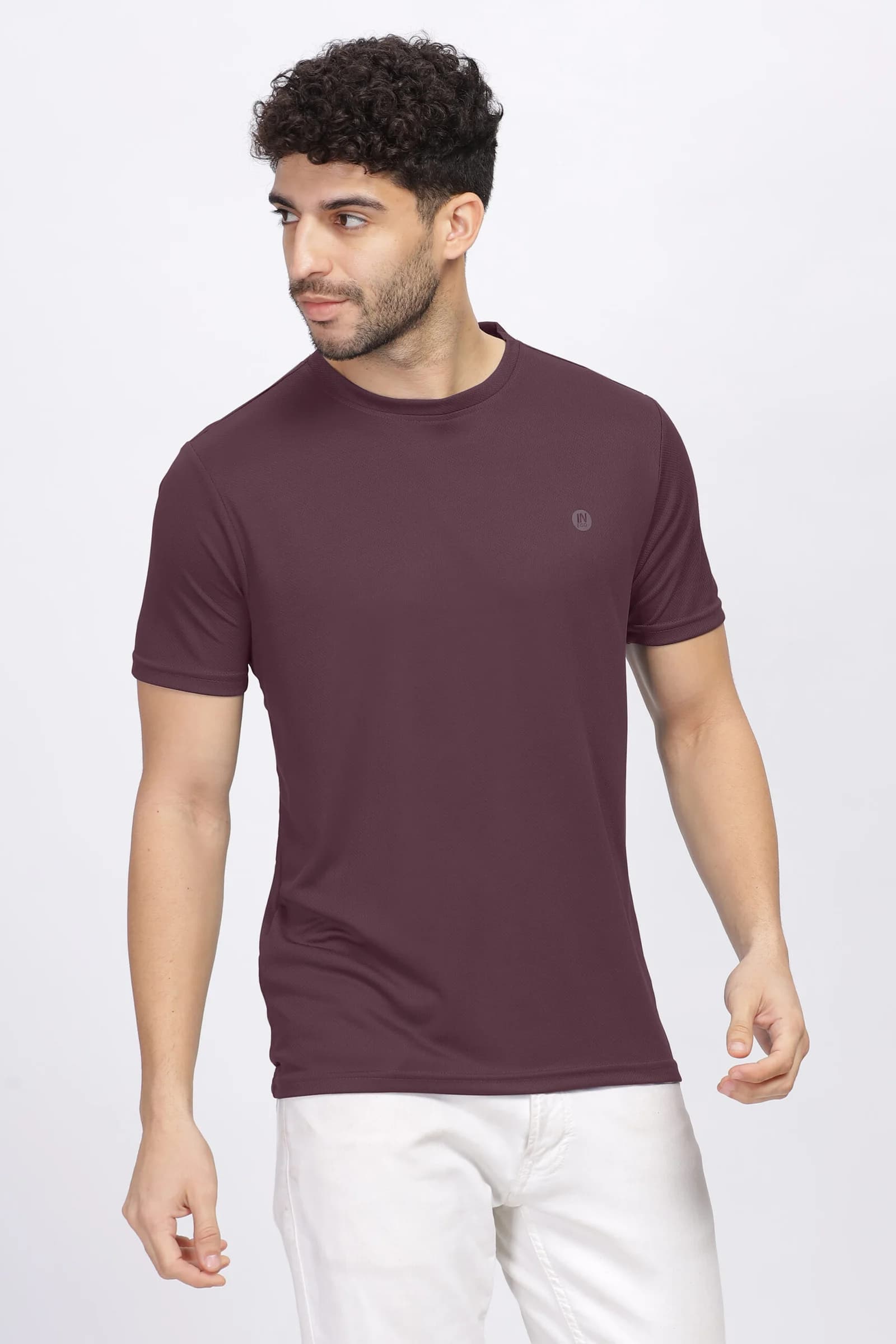 Men’s Poly Rice Knit Active Round Neck T-Shirt with Reflective Chest Print