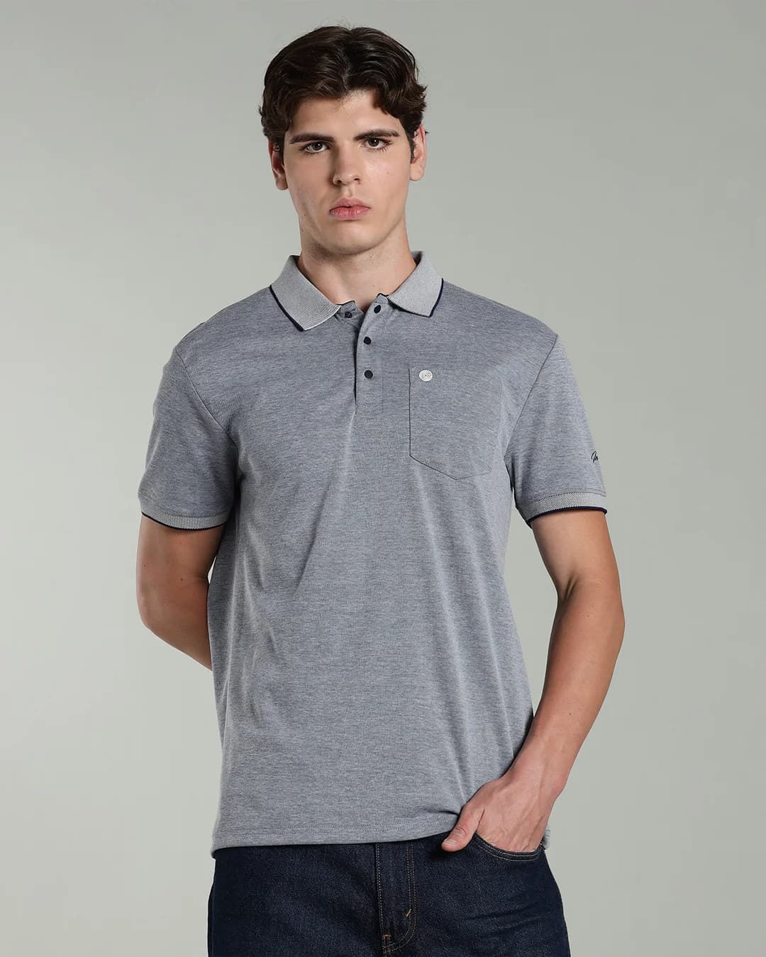 Men’s Cotton-Rich Birdseye Polo T-Shirt with Pocket & HD Logo