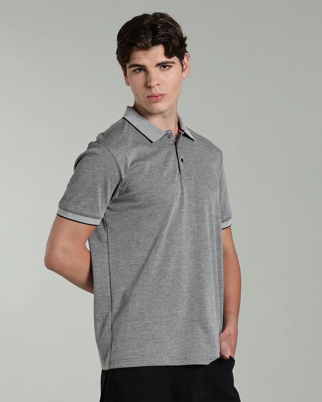 Men’s Cotton-Rich Birdseye Polo T-Shirt with Contrast Tipping & HD Chest Print