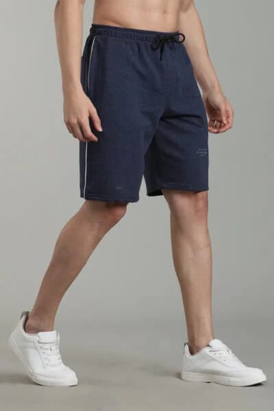 Men’s Fine Loopknit Comfort Shorts with HD Thigh Print – Airforce Blue & Anthra Melange