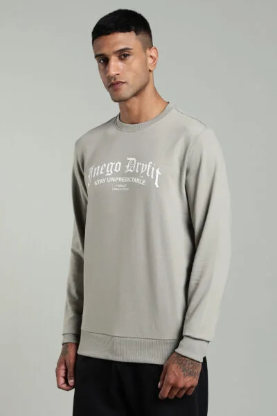 Men’s Premium Graphic Sweatshirt with Ribbed Neck Comfort – Bottle Green, Mossy Stone & Oak