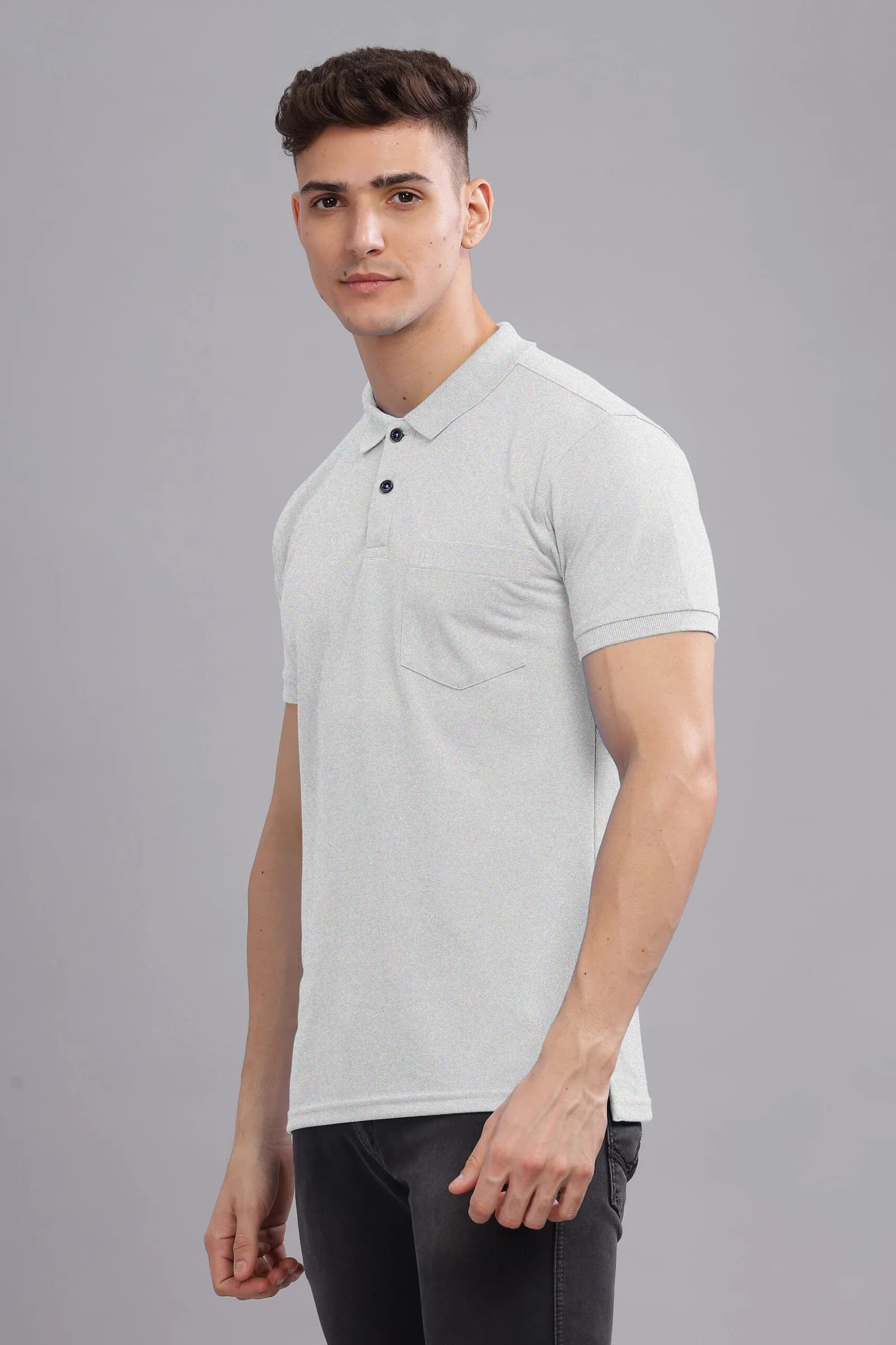 Men’s Combed Pique Cotton Polo with Pocket Embroidery