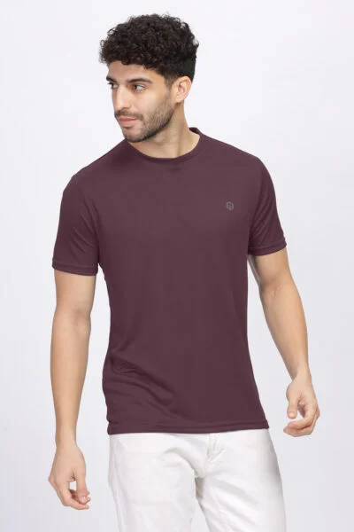 Men’s Poly Rice Knit Active Round Neck T-Shirt with Reflective Chest Print