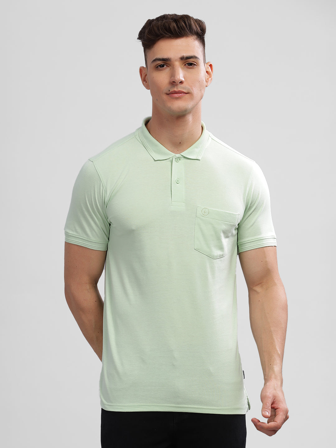 Inego Mens Solid Polo T-Shirt Half Sleeve Navy Solid Polo Collar 52% Cotton 48% Polyester Regular Fit (Navy, Green, Pink, Grey, Maroon) Inego #color_Green