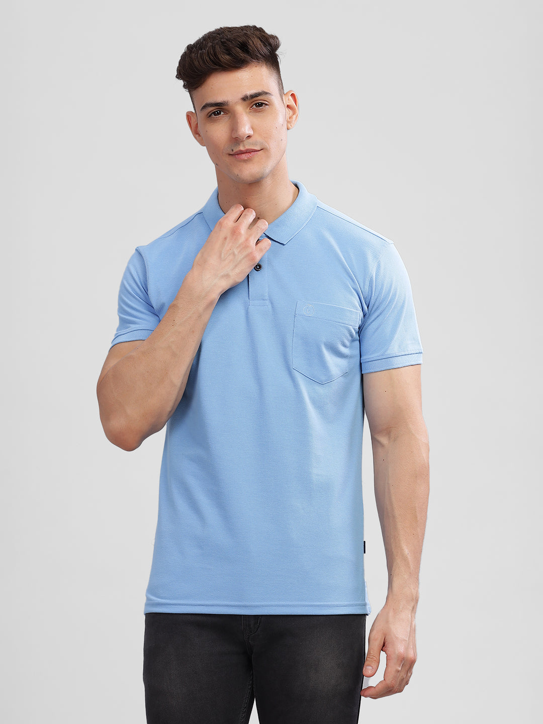 Inego Mens Solid Polo T-Shirt Half Sleeve Green Solid Polo Collar 52% Cotton 48% Polyester Regular Fit (Green, Charcoal, Dark Blue, Red, Grey) Inego #color_Blue