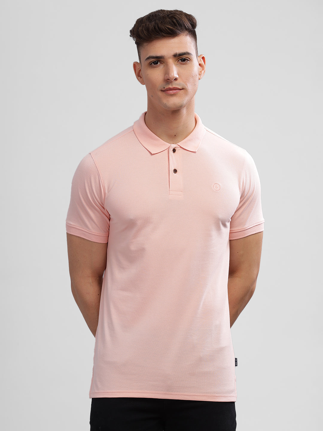 Inego Mens Solid Polo T-Shirt Half Sleeve Black Solid Polo Collar 52% Cotton 48% Polyester Regular Fit (Black, Blue, Pink, Mustard, Green) Inego #color_Pink