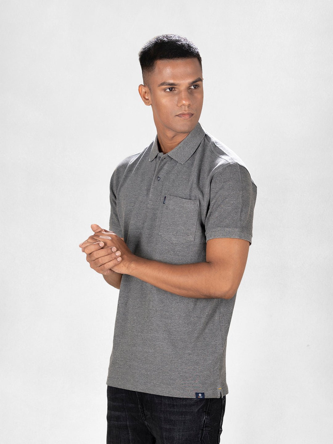 Inego Mens Solid Polo T-Shirt Half Sleeve Charcoal Solid Polo Collar 100% Cotton Regular Fit (Charcoal, Maroon, Navy, Teal, White) Inego #color_Charcoal