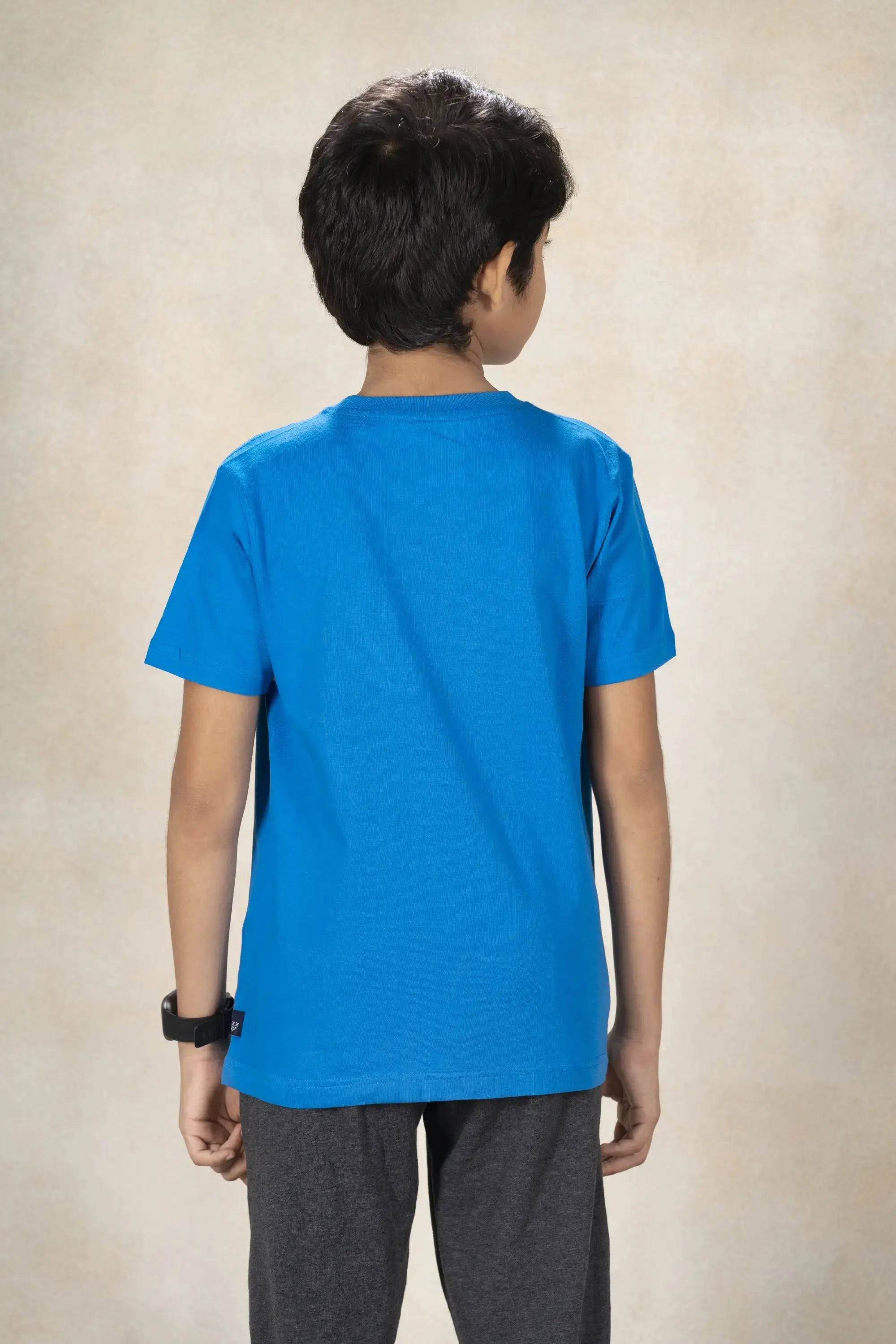 Boys Round Neck Cut and Sew T-Shirt MR YEZZ #color_Electric Blue