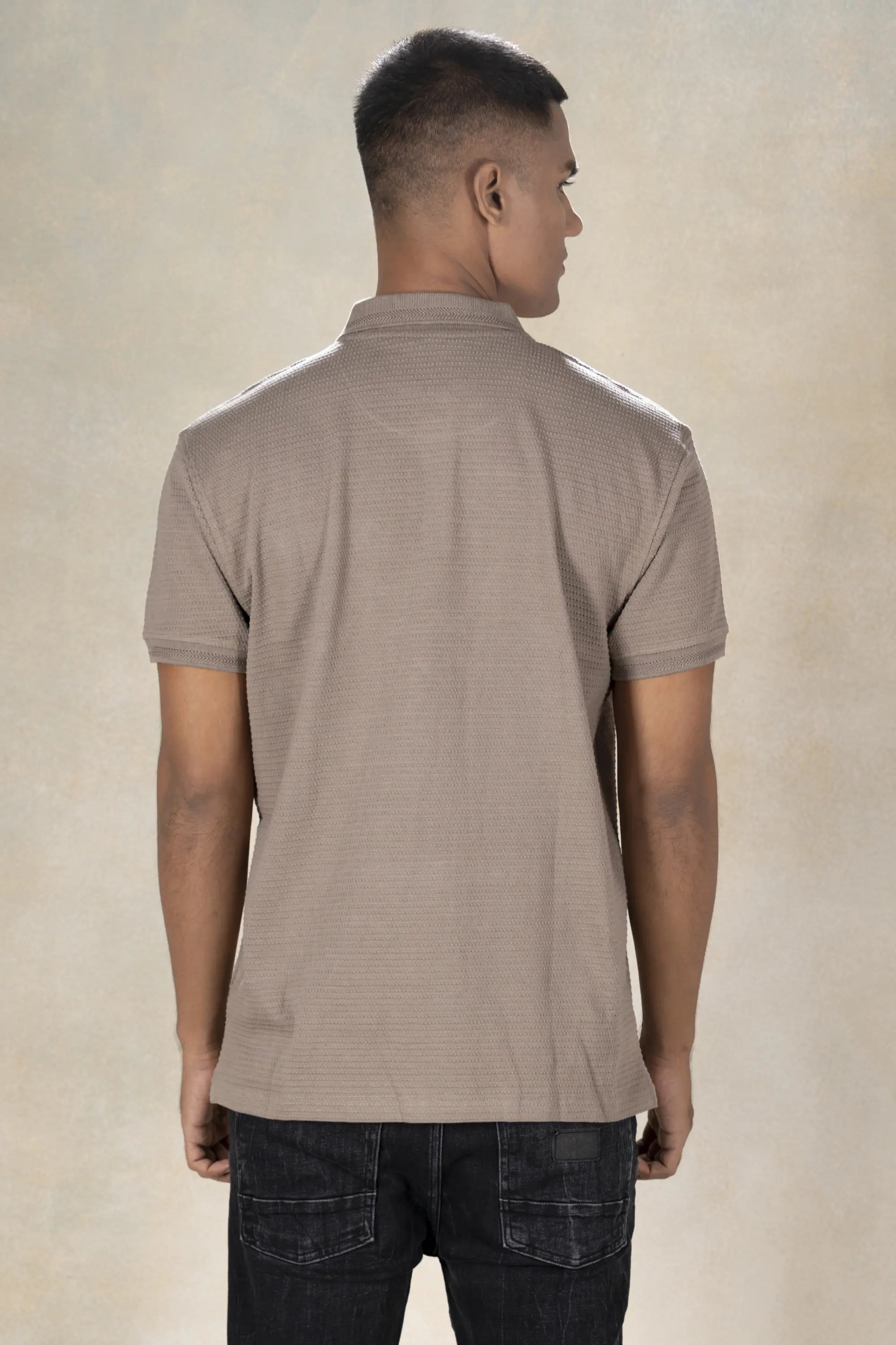 Mens Polo Jacquard T-Shirt Inego #color_Concrete Brown