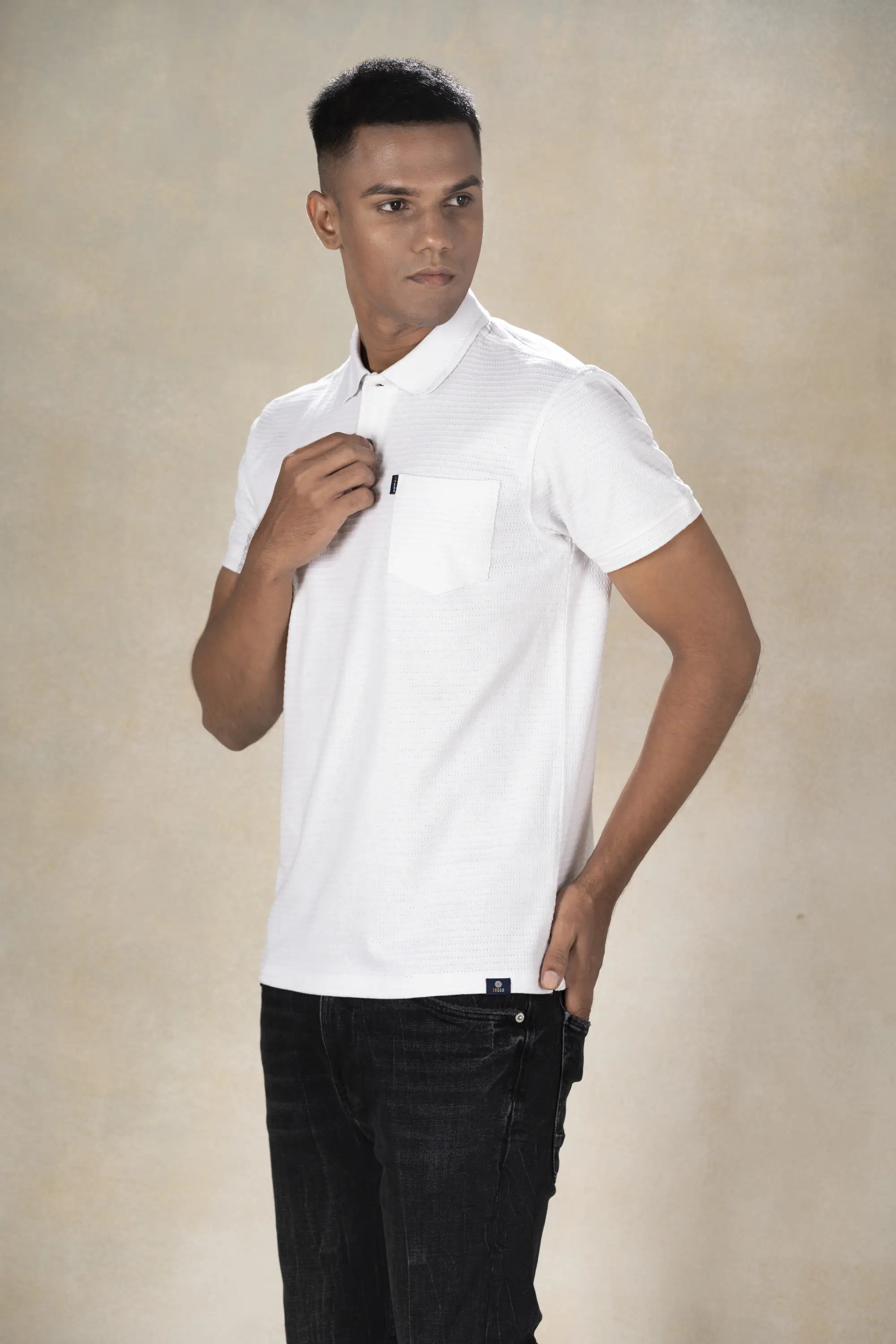 Mens Polo Jacquard T-Shirt Inego #color_White