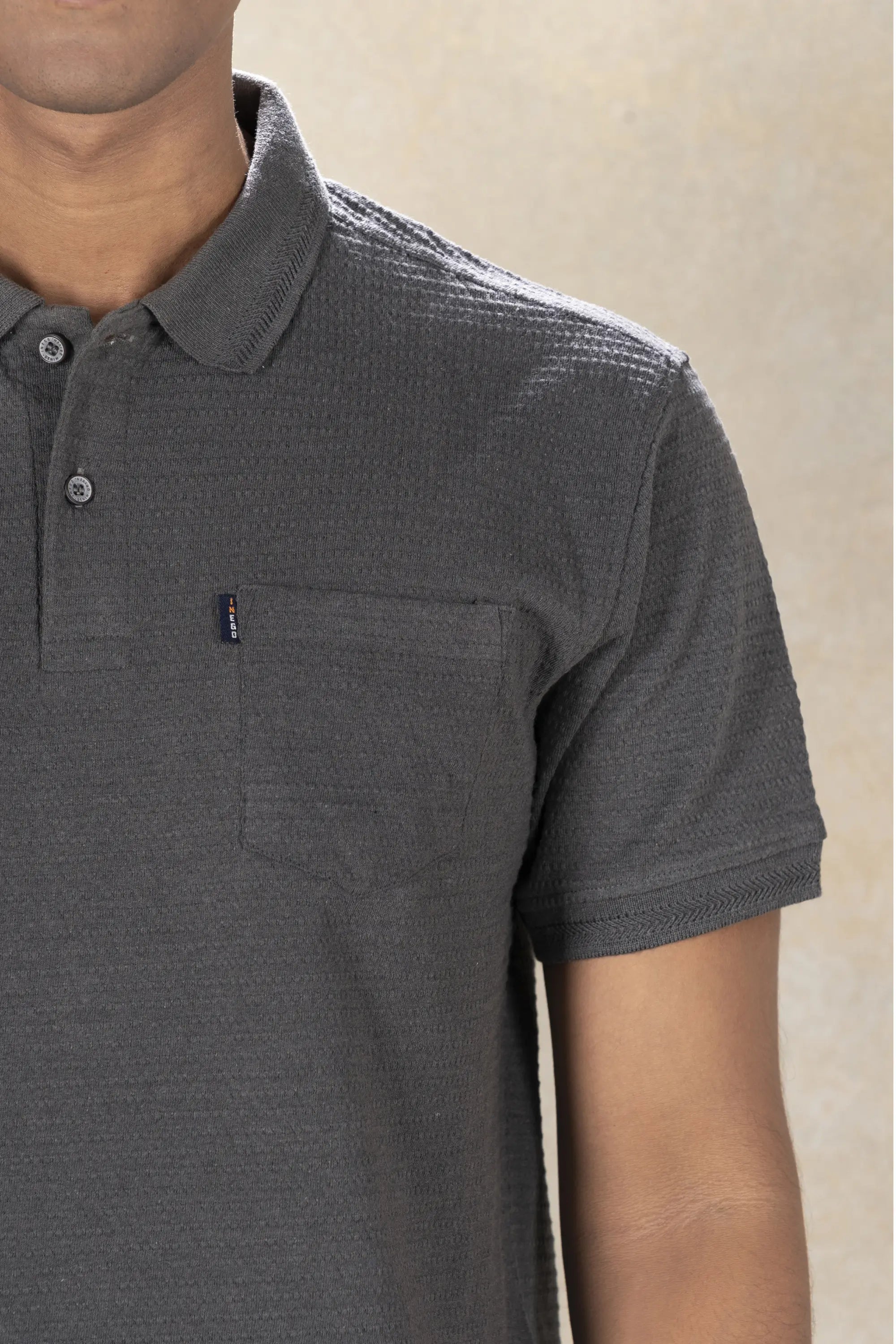 Mens Polo Jacquard T-Shirt Inego #color_Steel Grey
