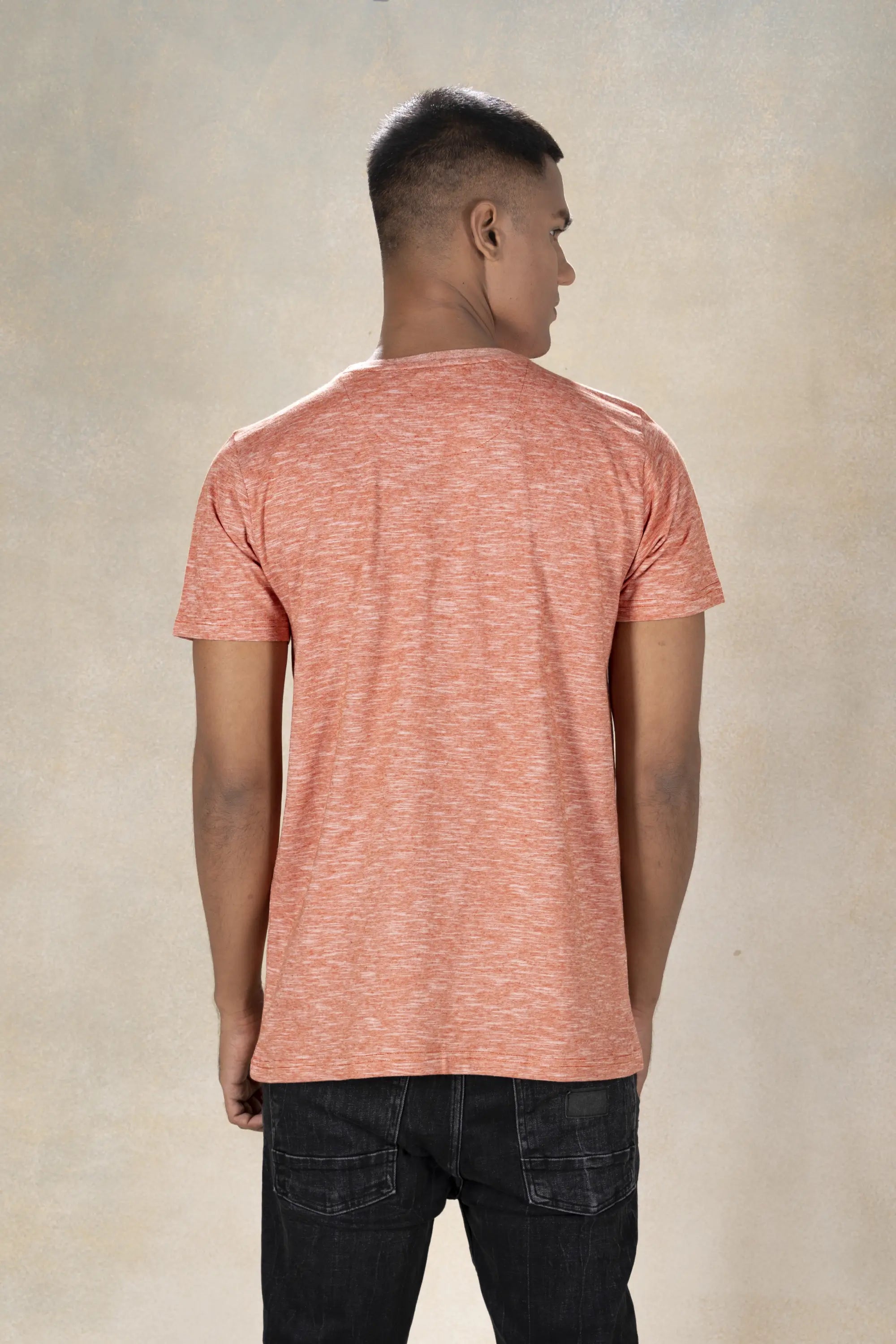 Mens Round Neck Yarn Dyed T-Shirt Inego #color_Chilli 