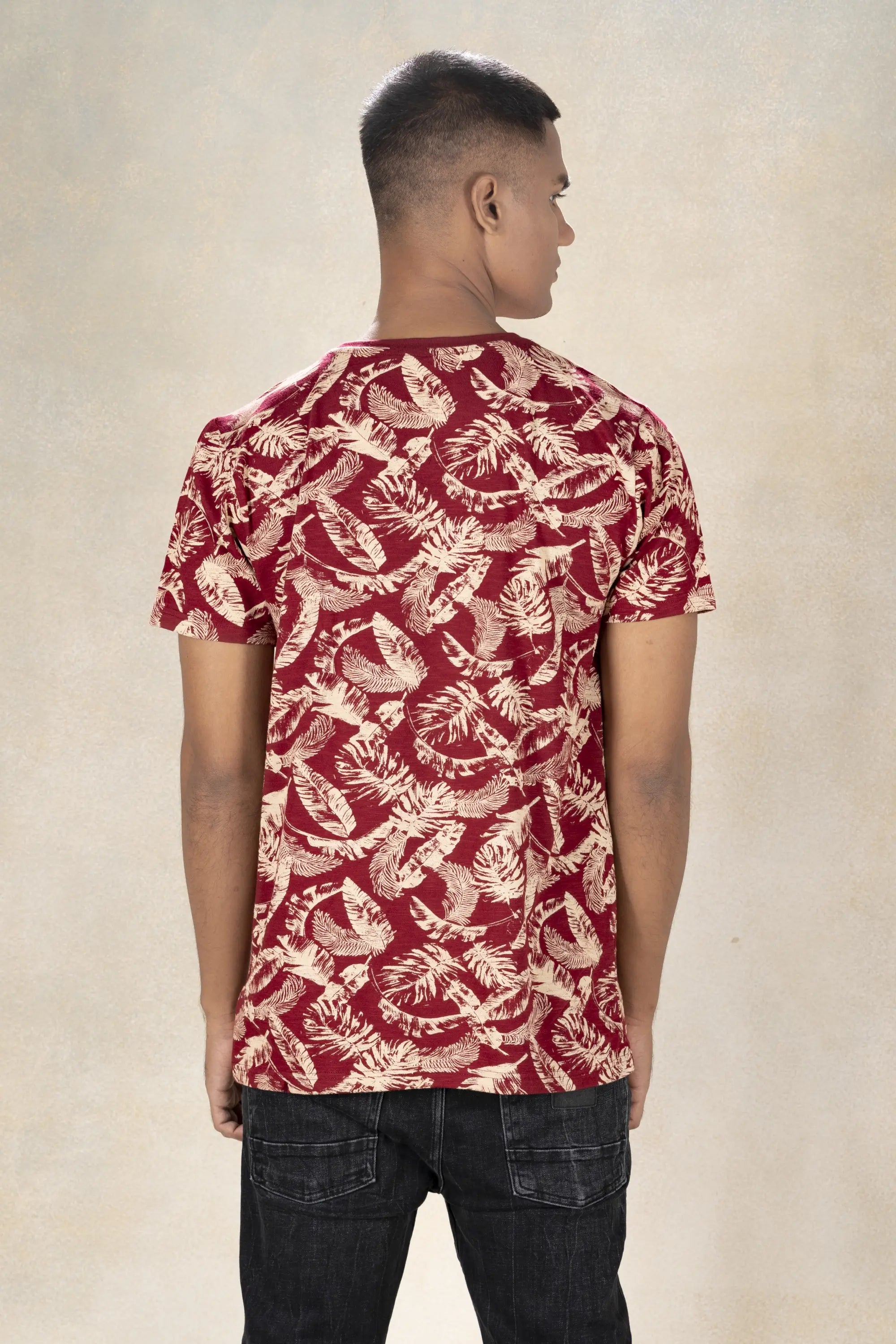 Mens Round Neck AOP T-Shirt Inego #color_Maroon