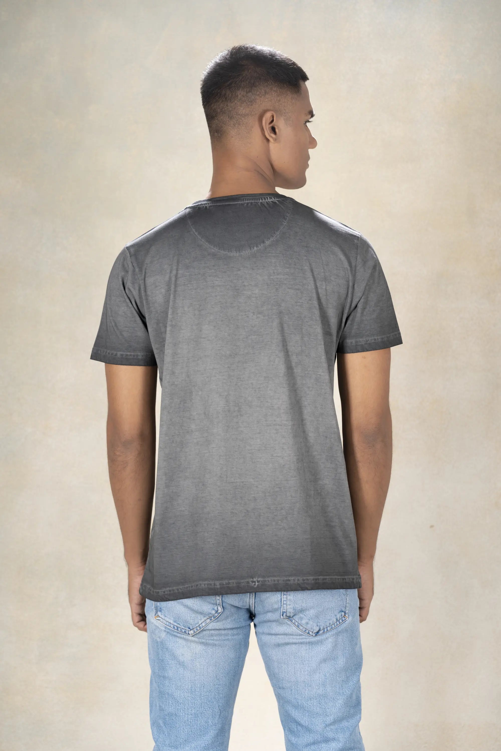 Mens Round Neck Cool Pigment Dyed T-Shirt Inego #color_Black Sand
