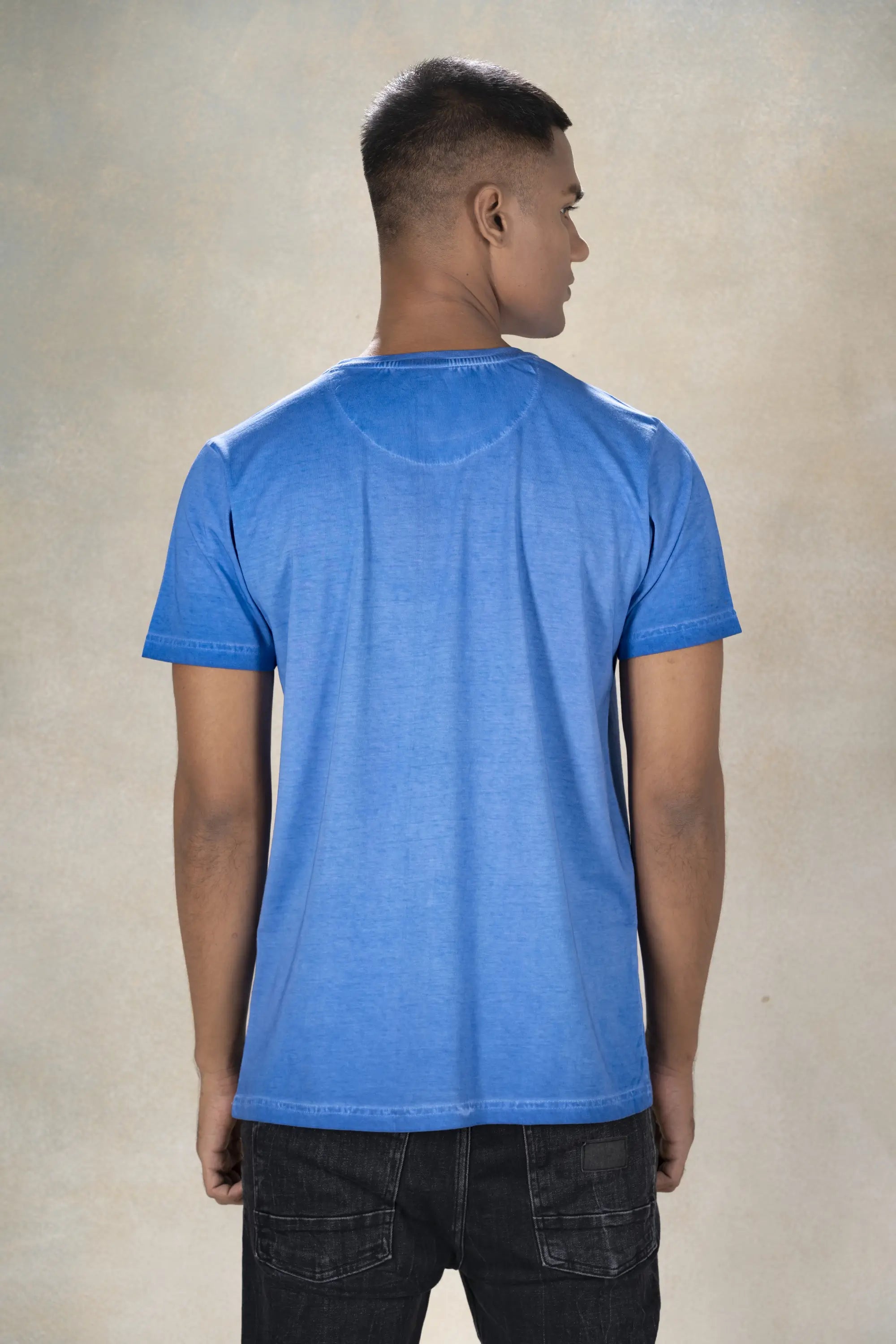 Mens Round Neck Cool Pigment Dyed T-Shirt Inego #color_Imperial Blue