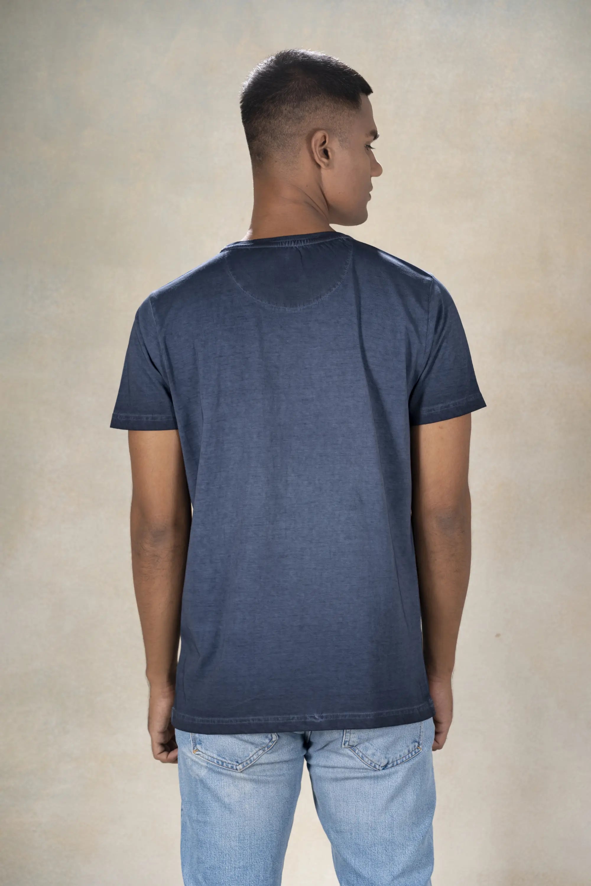 Mens Round Neck Cool Pigment Dyed T-Shirt Inego #color_Midnight Navy